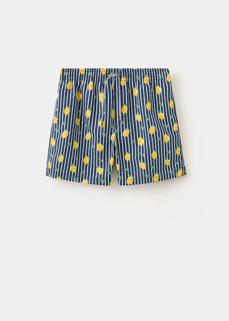 Lemon-print swimming trunks — Navy