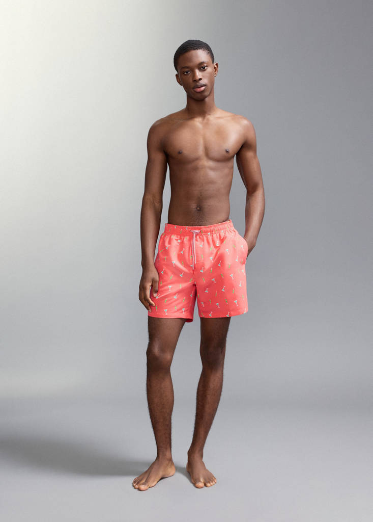 Printed swimming trunks — Khaki