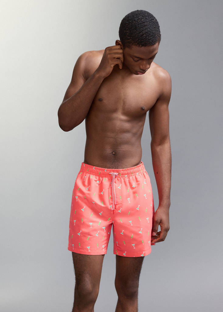 Printed swimming trunks — Khaki