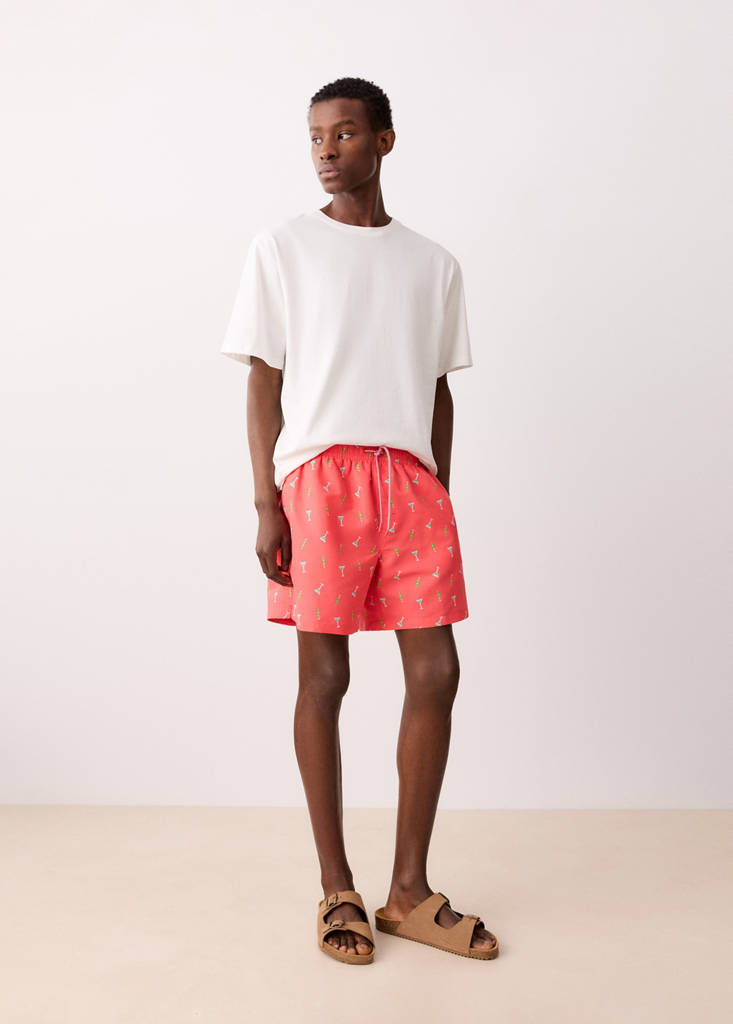 Printed swimming trunks — Khaki