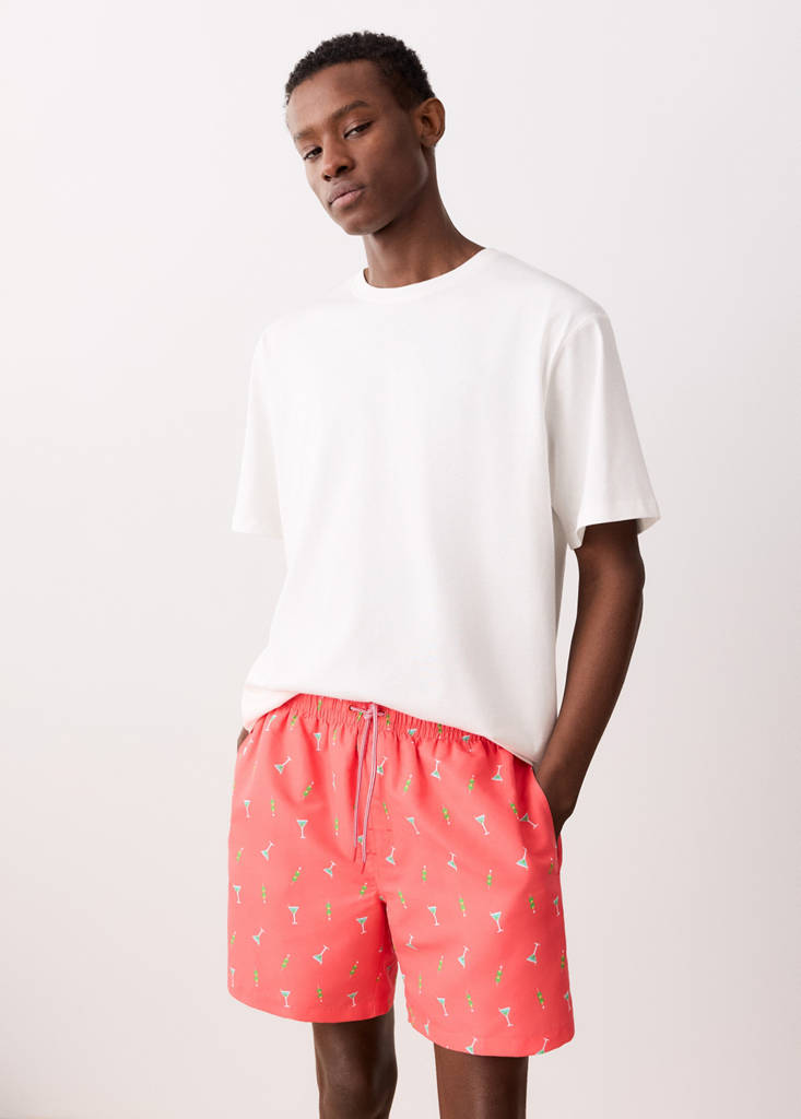 Printed swimming trunks — Khaki