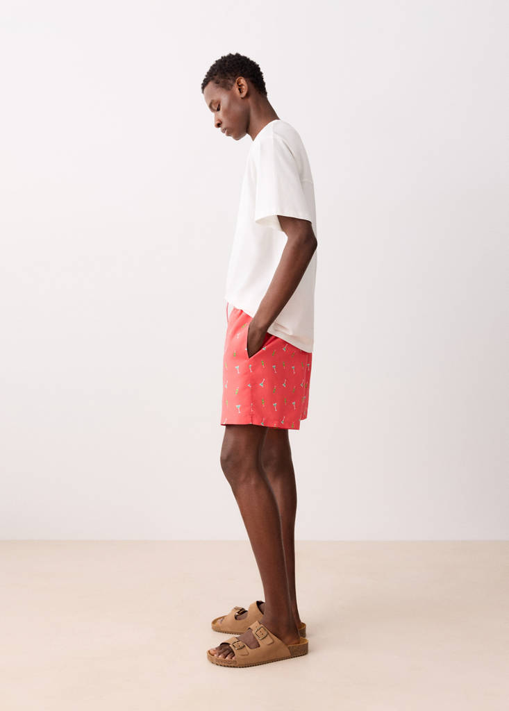 Printed swimming trunks — Khaki
