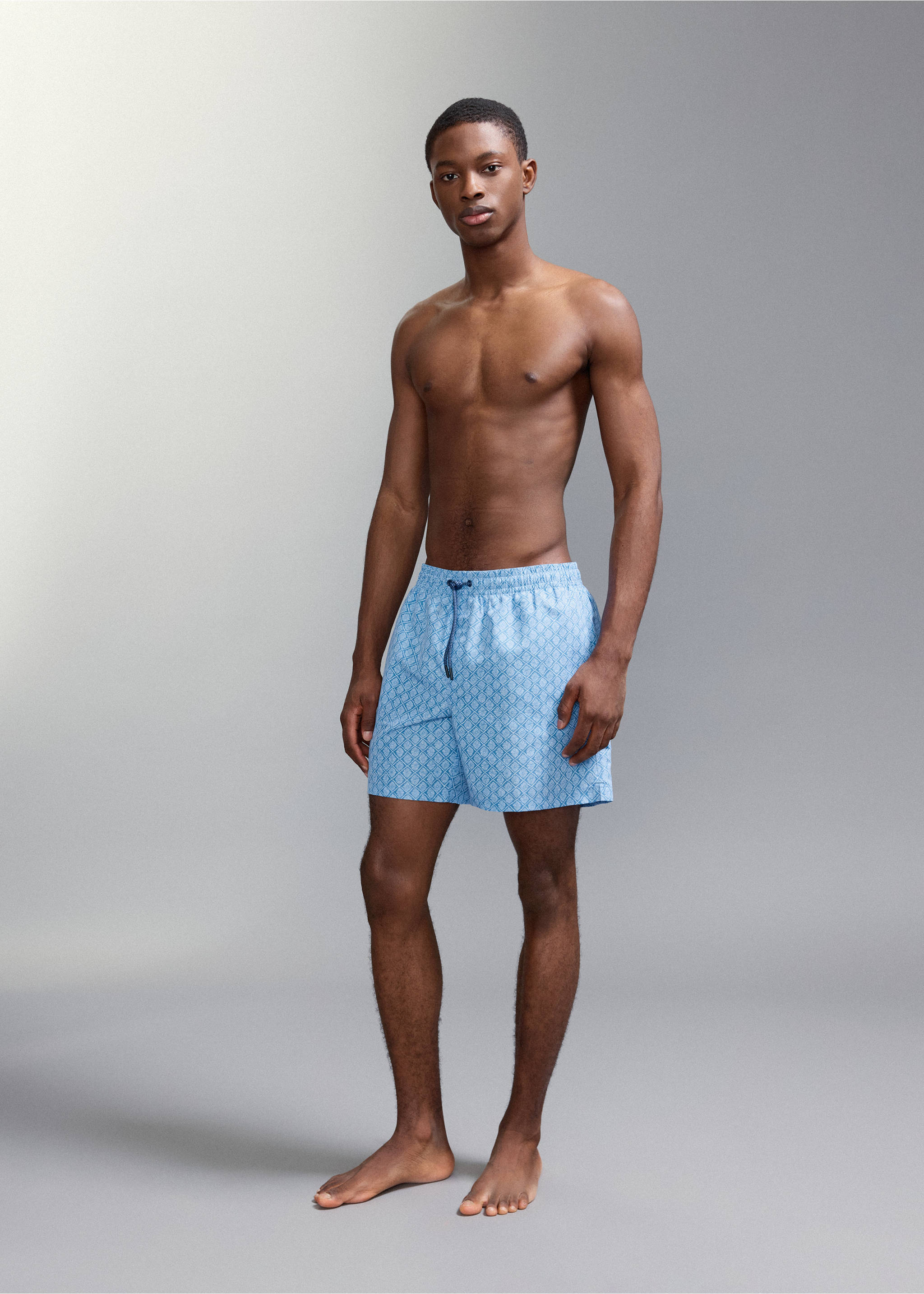 Floral print swimsuit - Medium plane, Blue. Ref: 27015999-00.