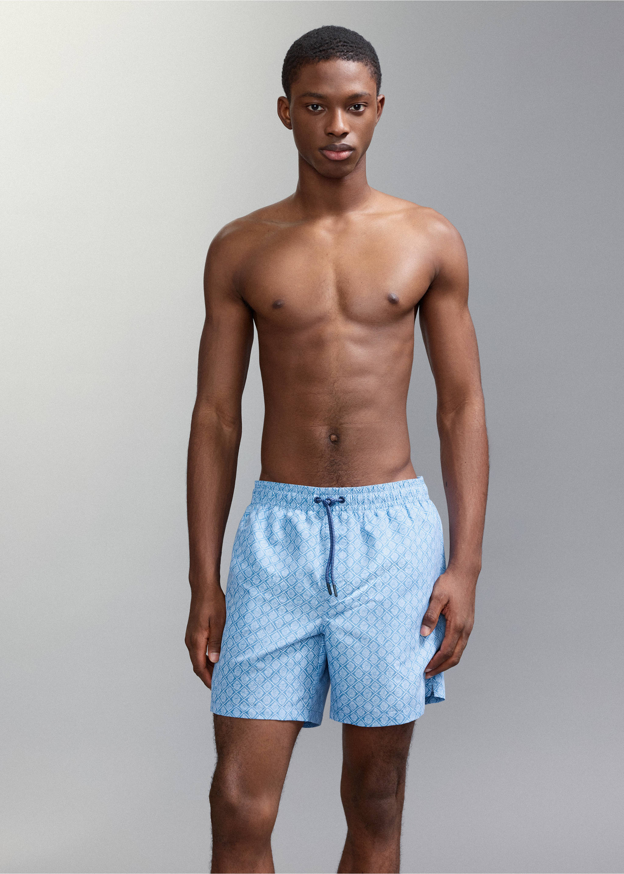 Floral print swimsuit - Details of the article 1, Blue. Ref: 27015999-00.