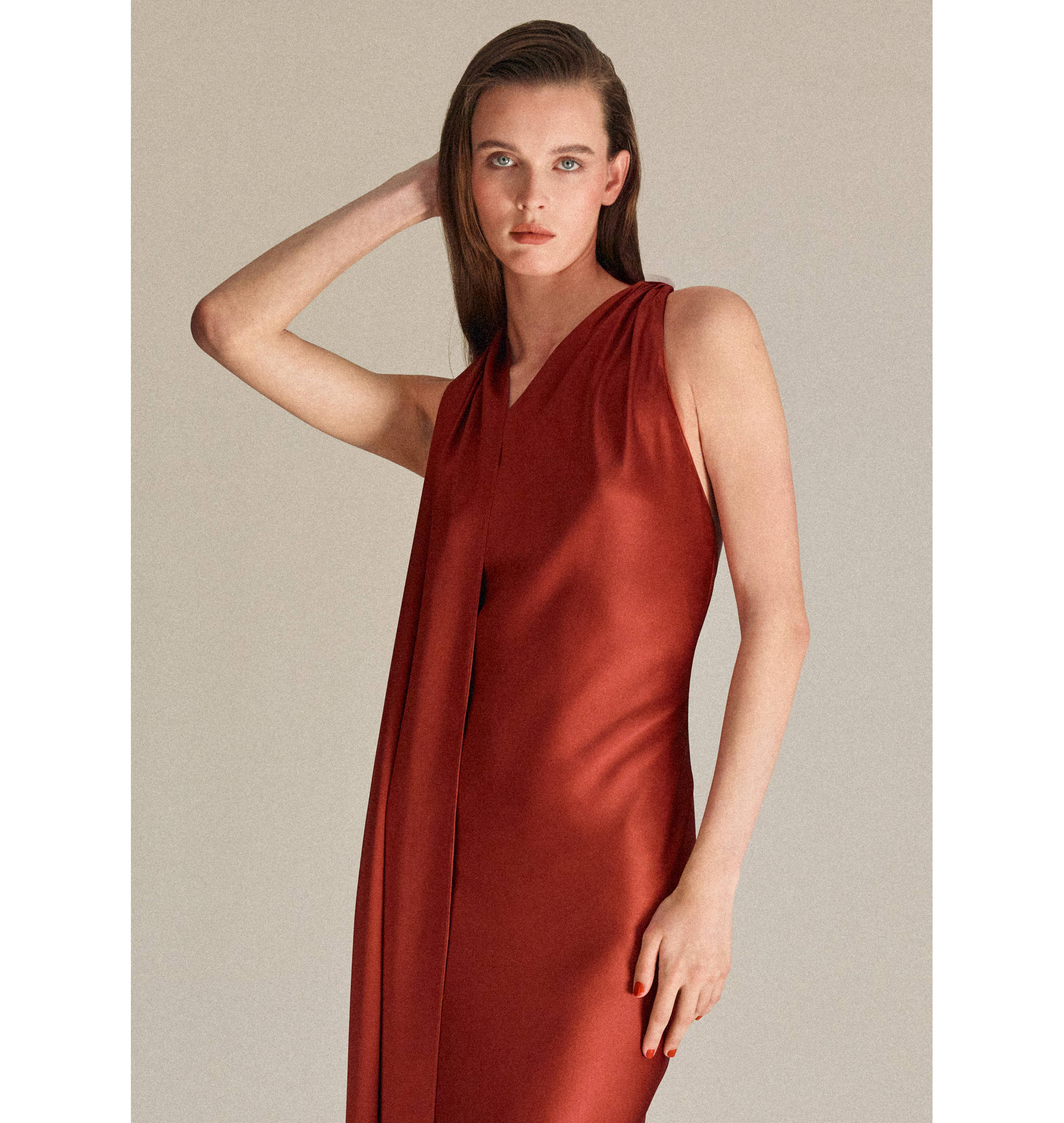 Asymmetrische jurk met gestrikte hals - Middenvlak