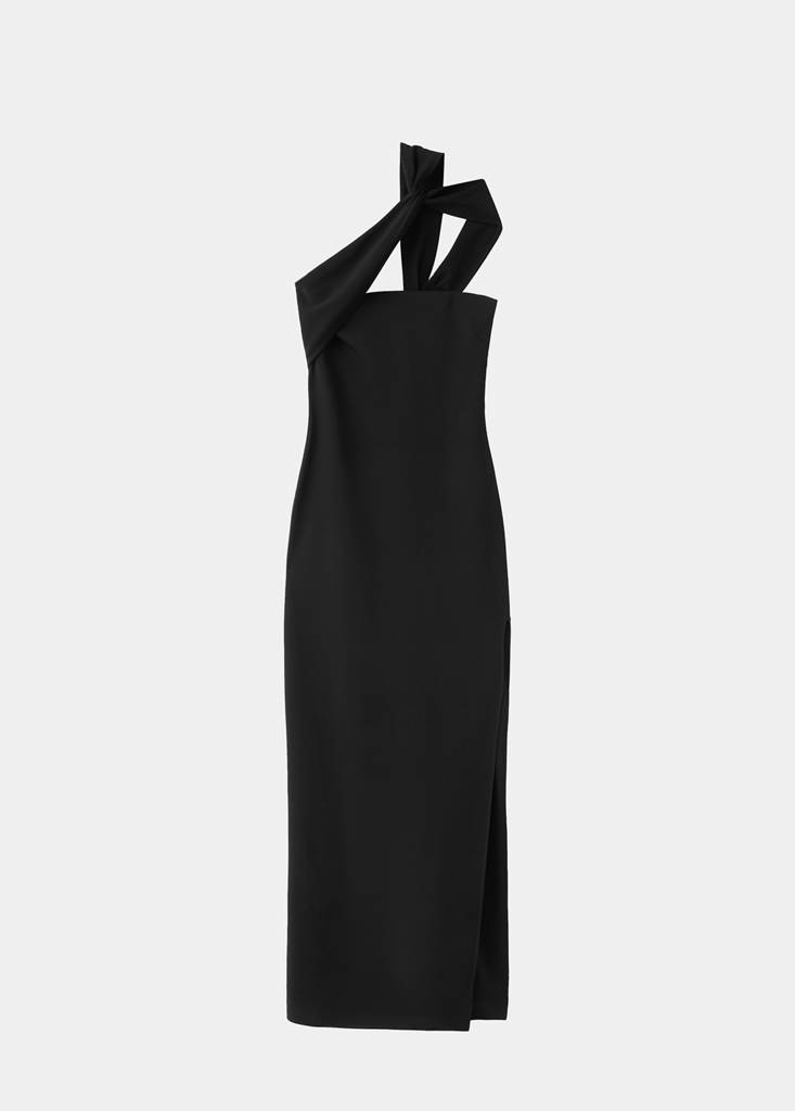 Long dress with an asymmetric neckline — Black