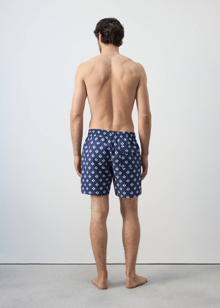 Geometric-print swimsuit — Indigo Blue