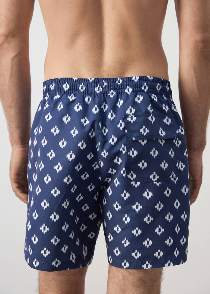 Geometric-print swimsuit — Indigo Blue
