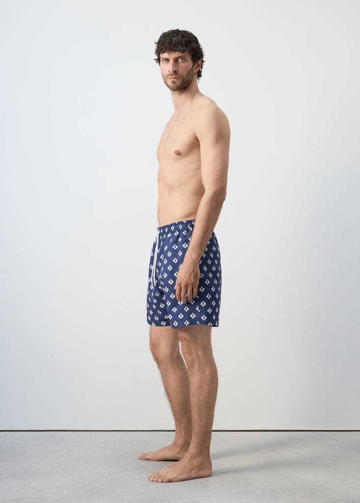 Geometric-print swimsuit — Indigo Blue