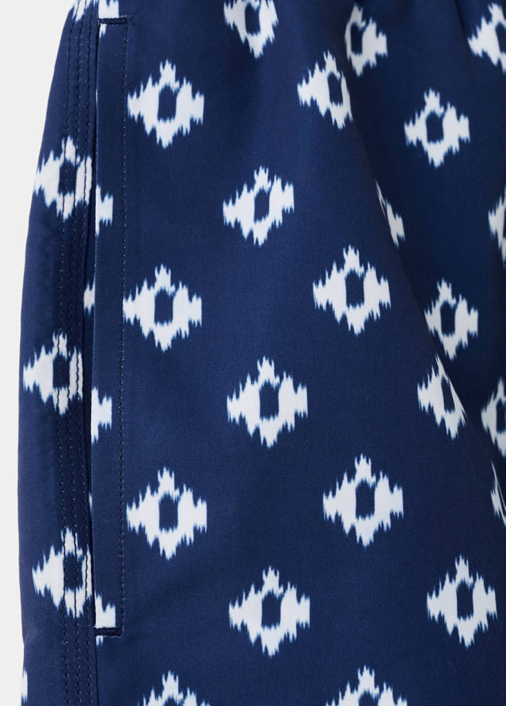 Geometric-print swimsuit — Indigo Blue