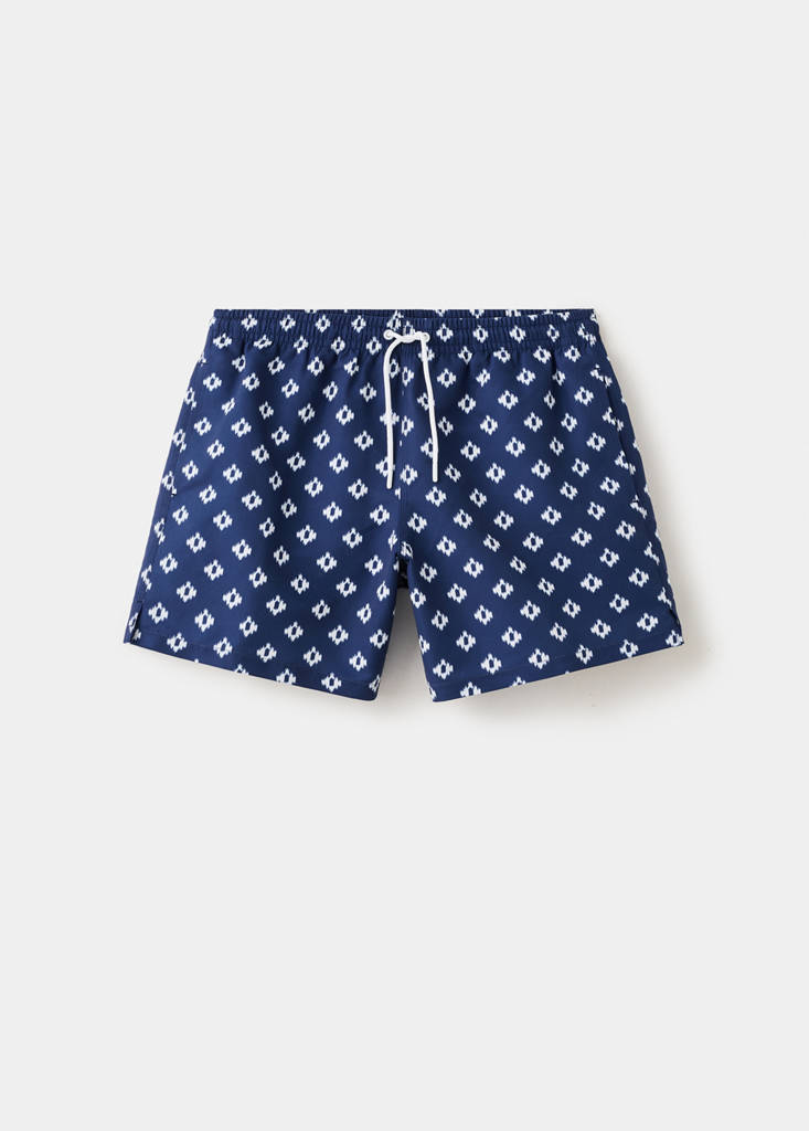 Geometric-print swimsuit — Indigo Blue
