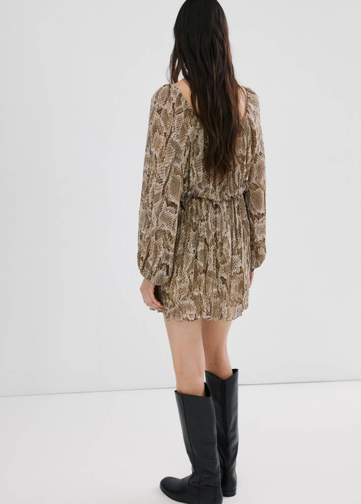 Flowy animal print dress — Khaki