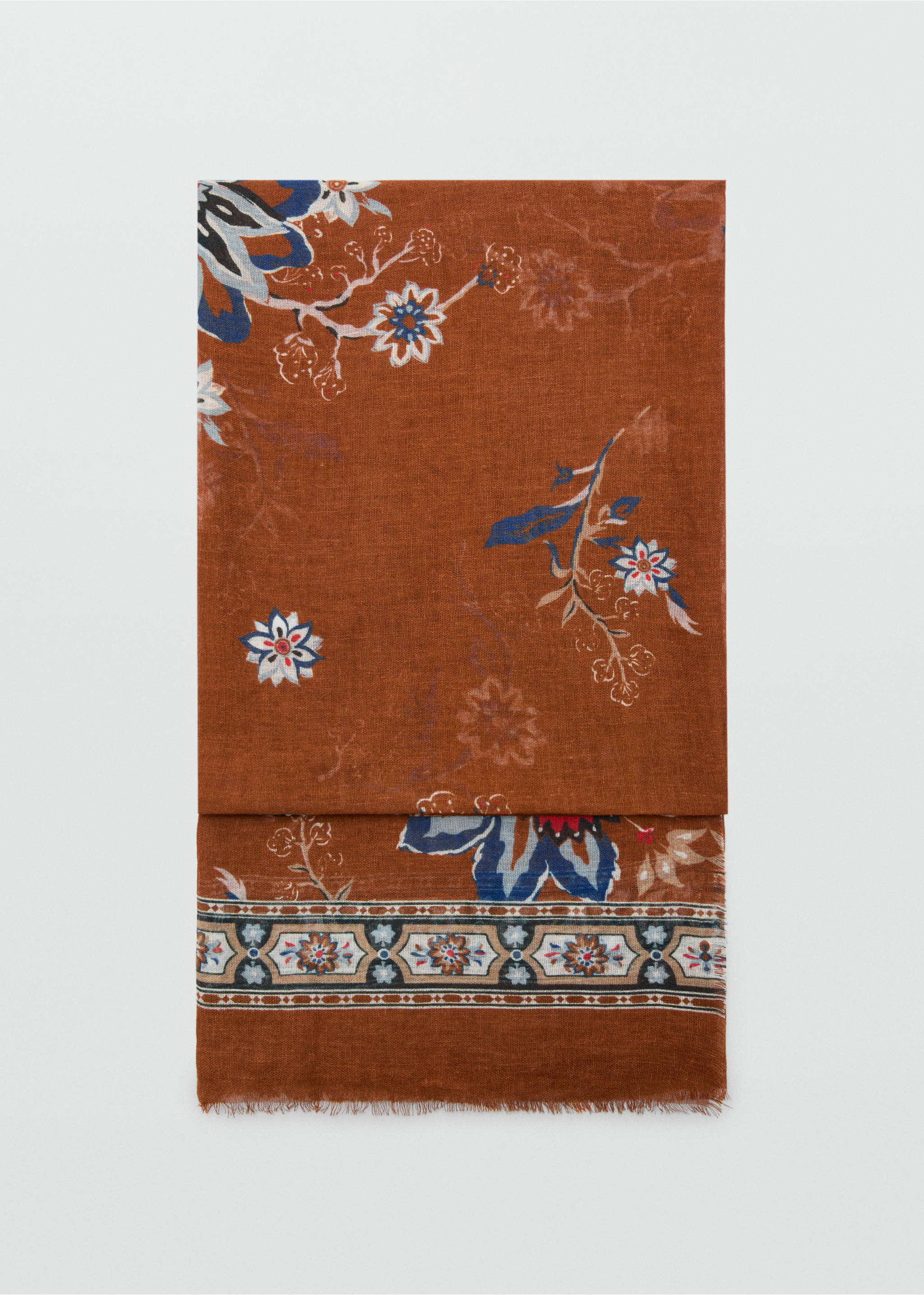 وشاح بطباعة الأزهار - منتج دون نموذج, برتقالي محروق. Ref: 27016340-00.