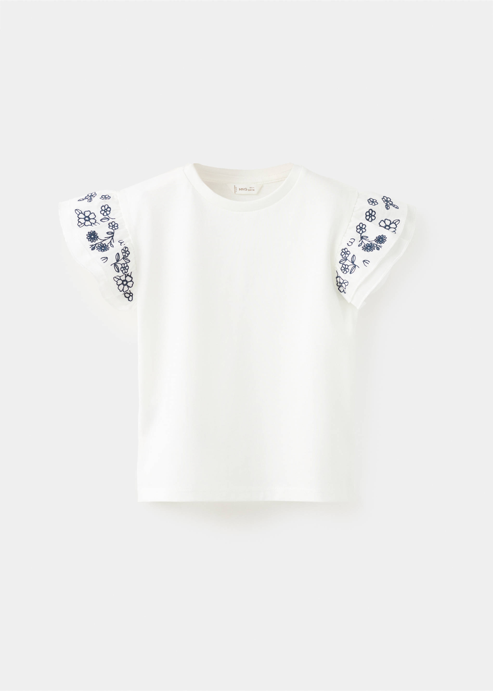 Ruffle top with embroidered details - Article without model, Off White. Ref: 27016341-00.
