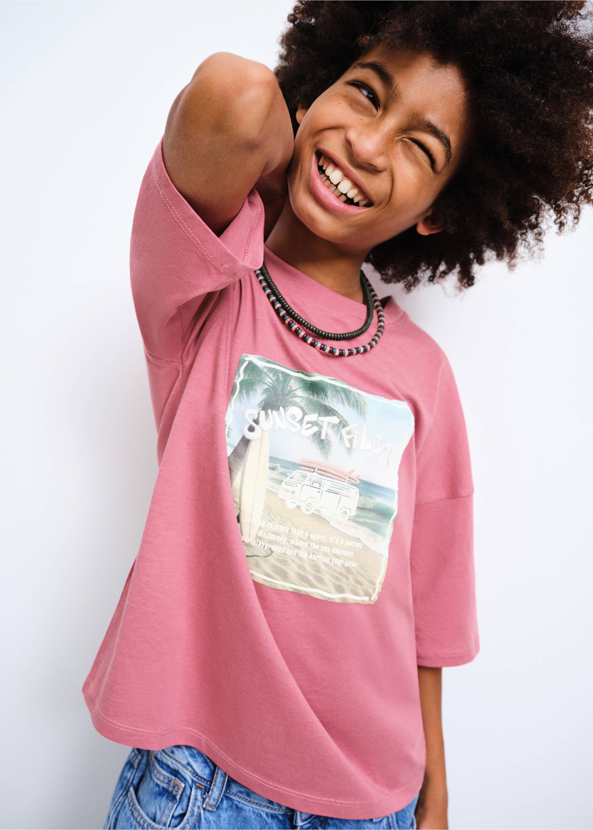 Printed oversized cotton T-shirt - Medium plane, Strawberry. Ref: 27016342-00.