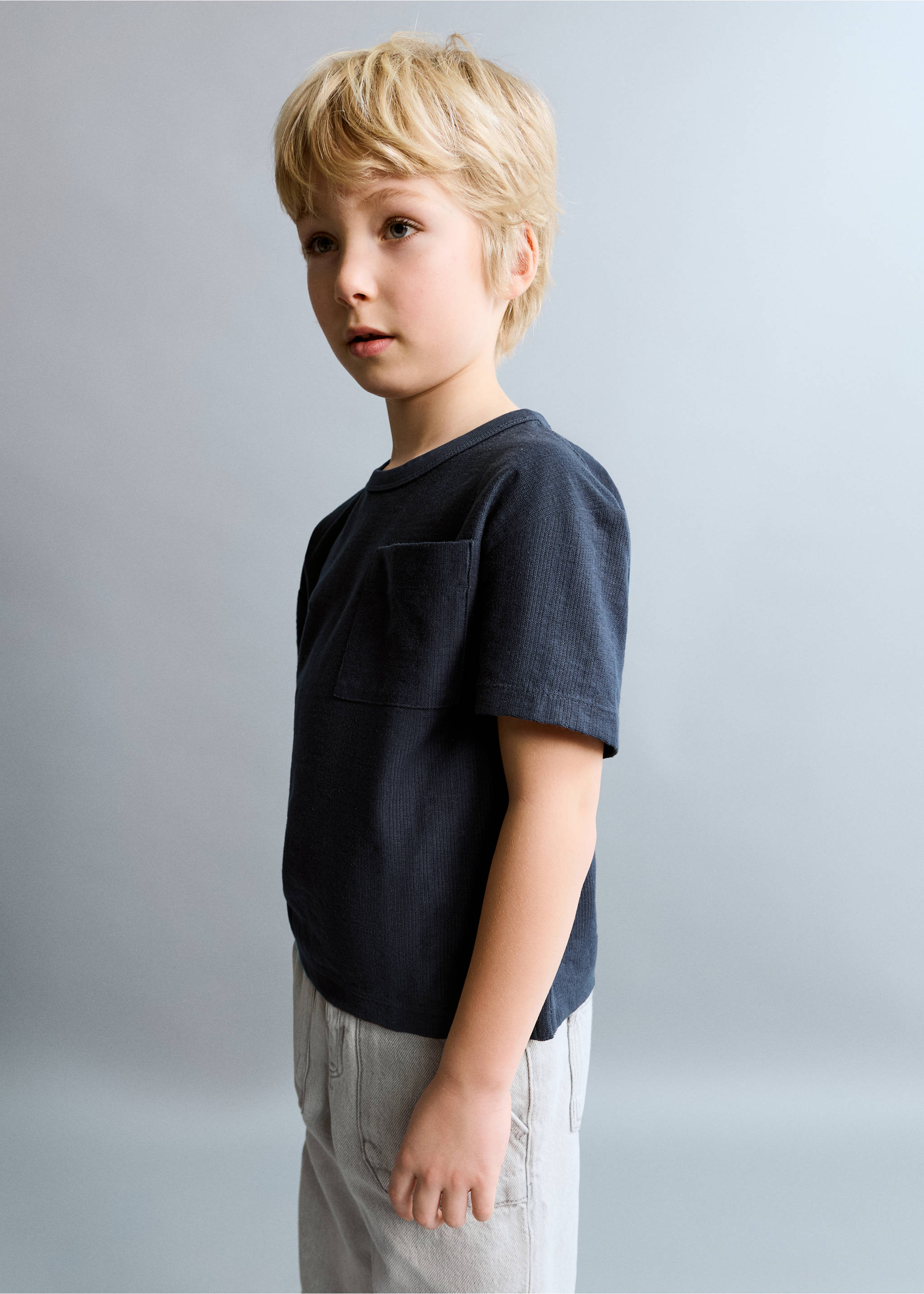 Pocket cotton T-shirt - Medium plane, Navy. Ref: 27016345-00.