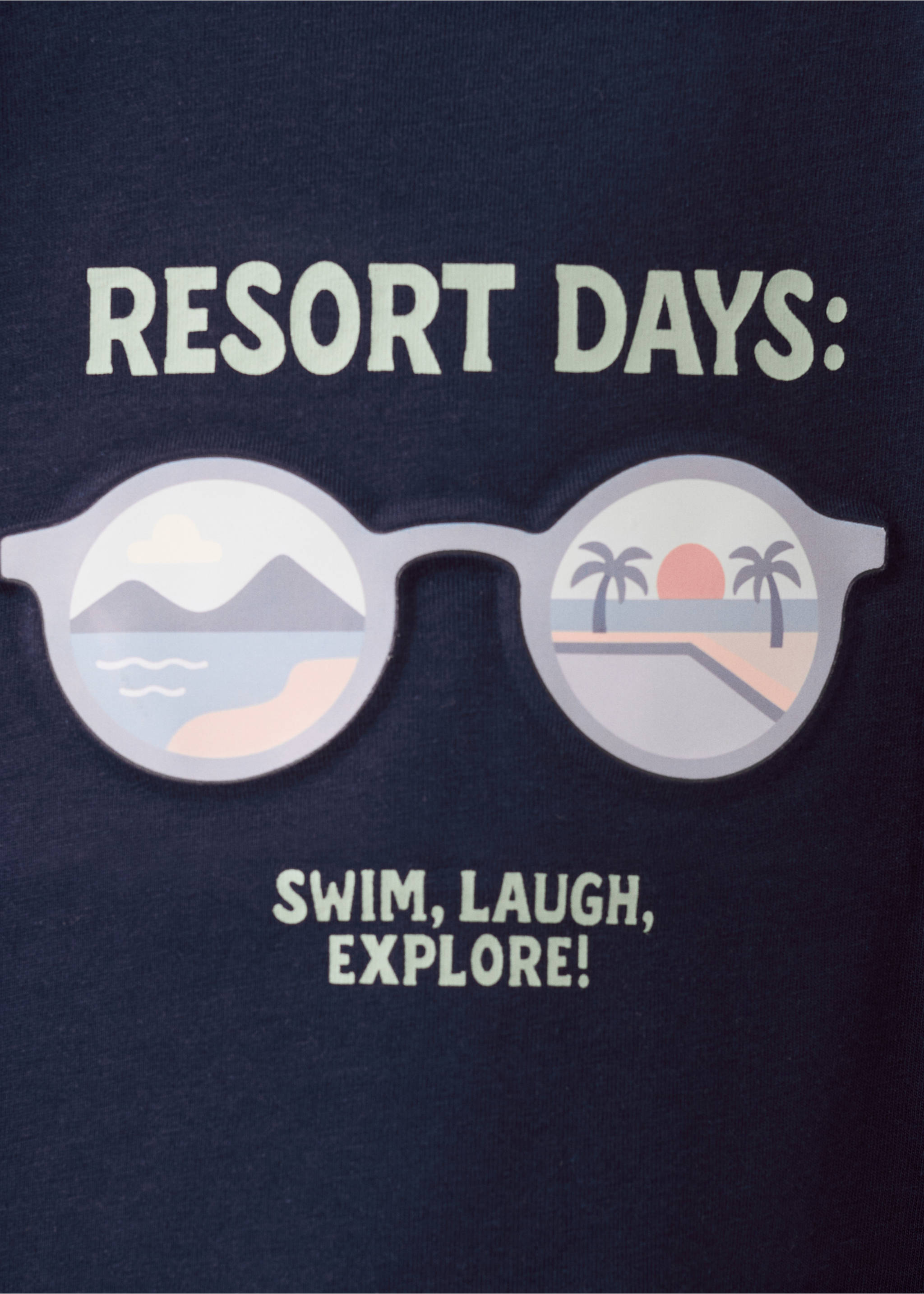 Printed cotton-blend t-shirt - Details of the article 8, Navy. Ref: 27016346-00.