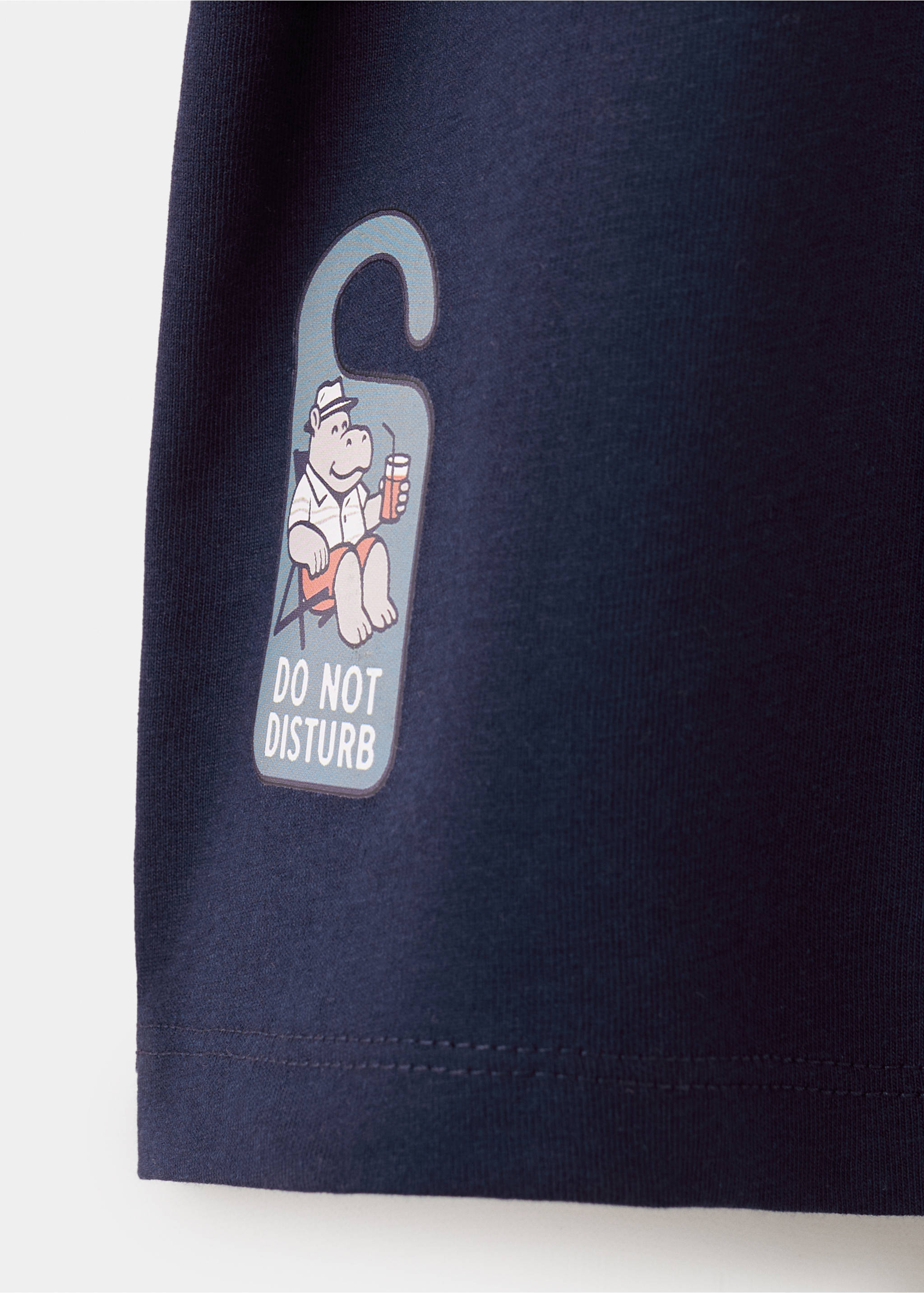 Printed cotton-blend t-shirt - Details of the article 0, Navy. Ref: 27016346-00.