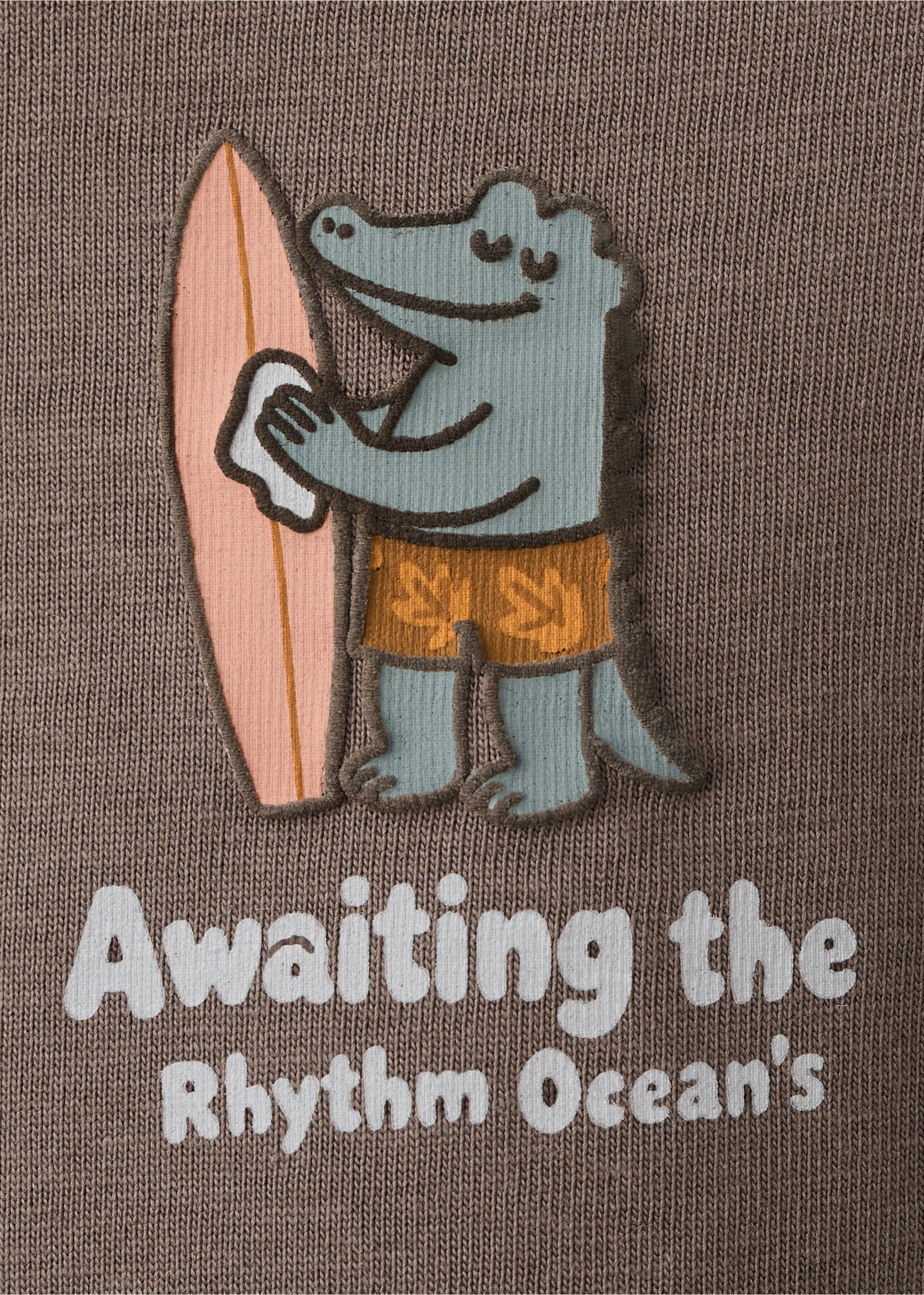 Футболка с рельефным принтом - Деталь изделия 0, Шоколадный. Ref: 27016347-00.