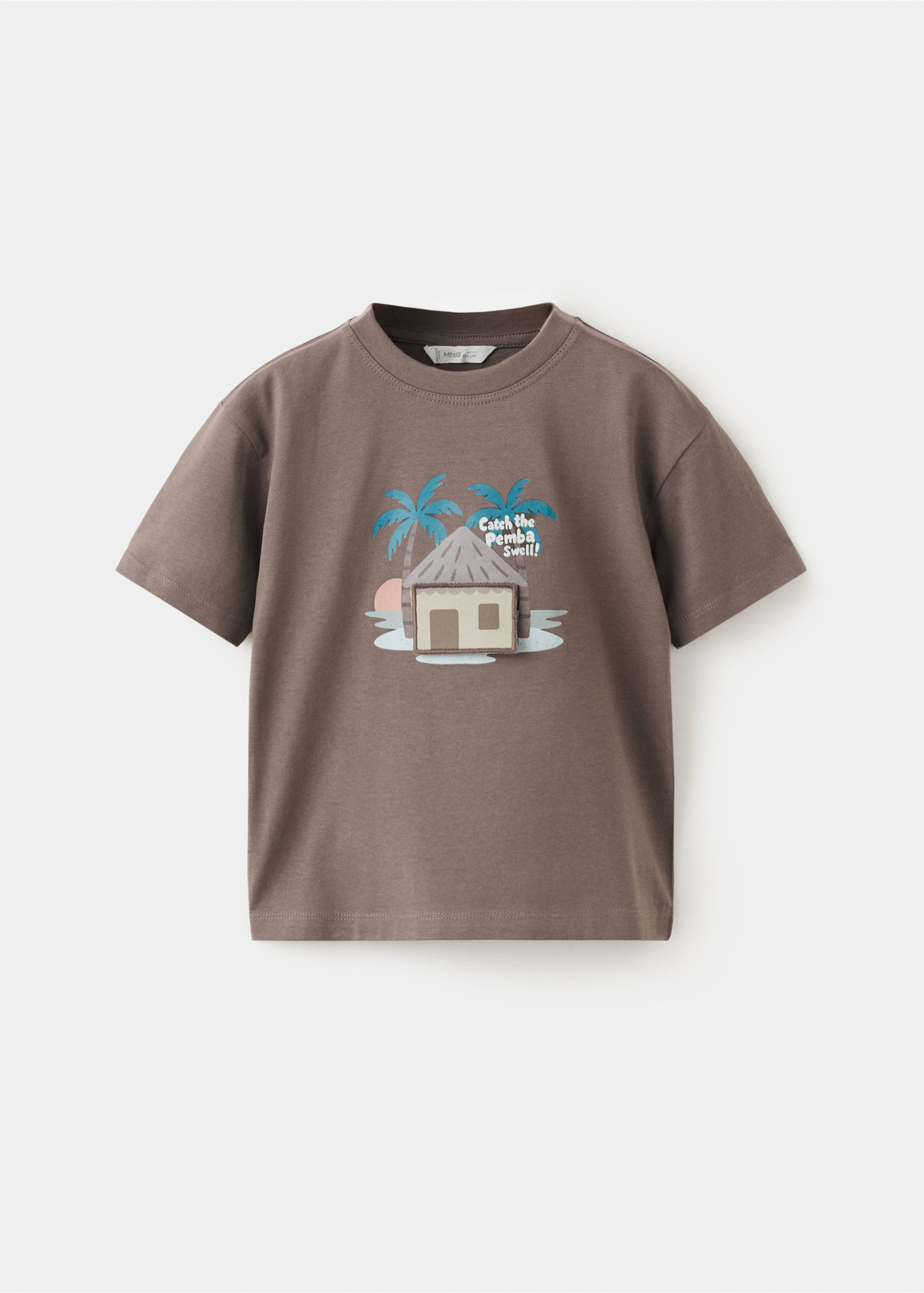 T-shirt imprimé relief - Article sans modèle, Chocolat. Ref: 27016347-00.