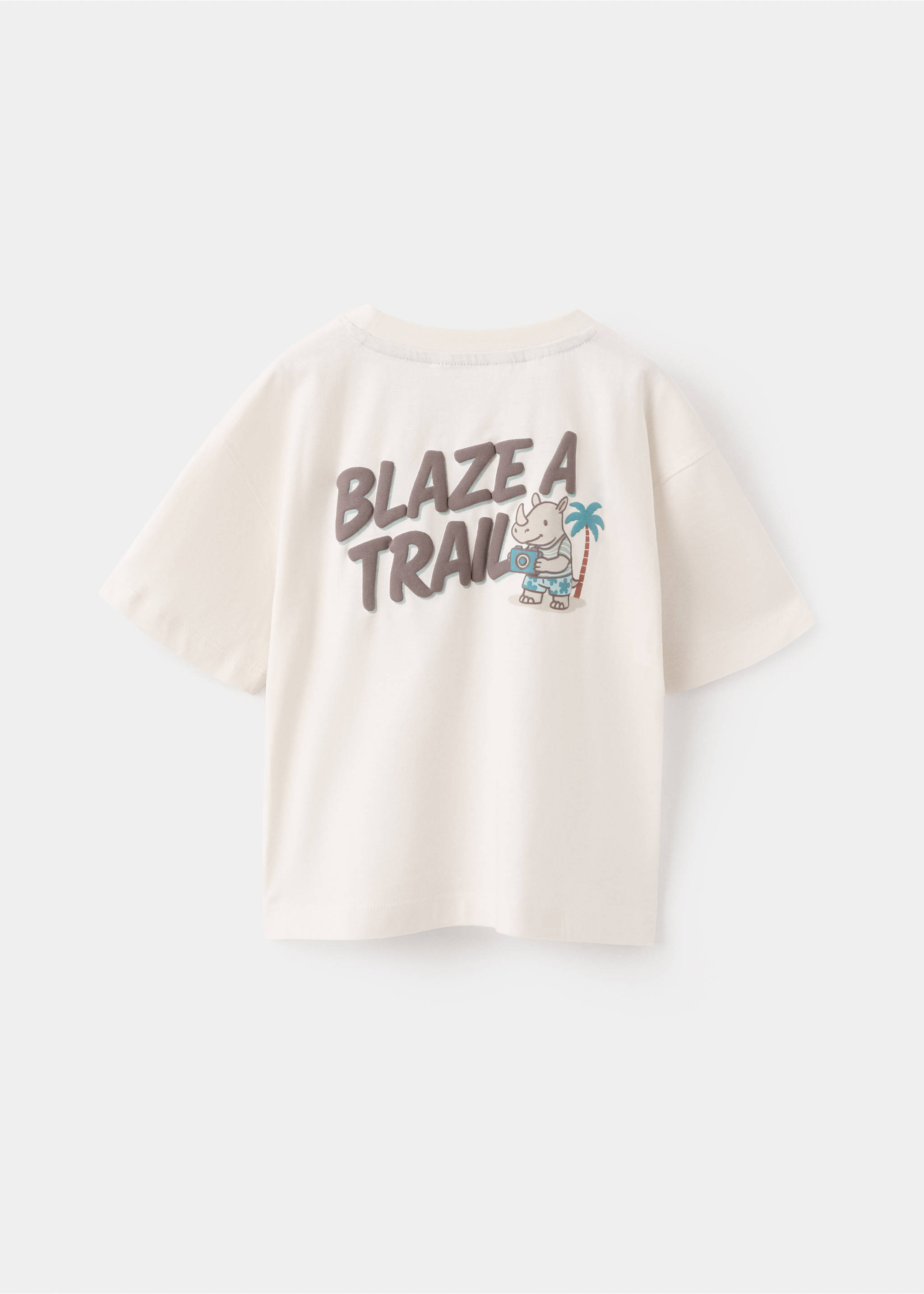 Bawełniany wzorzysty t-shirt - Tylna strona artykułu, Kremowy / écru. Ref: 27016348-00.