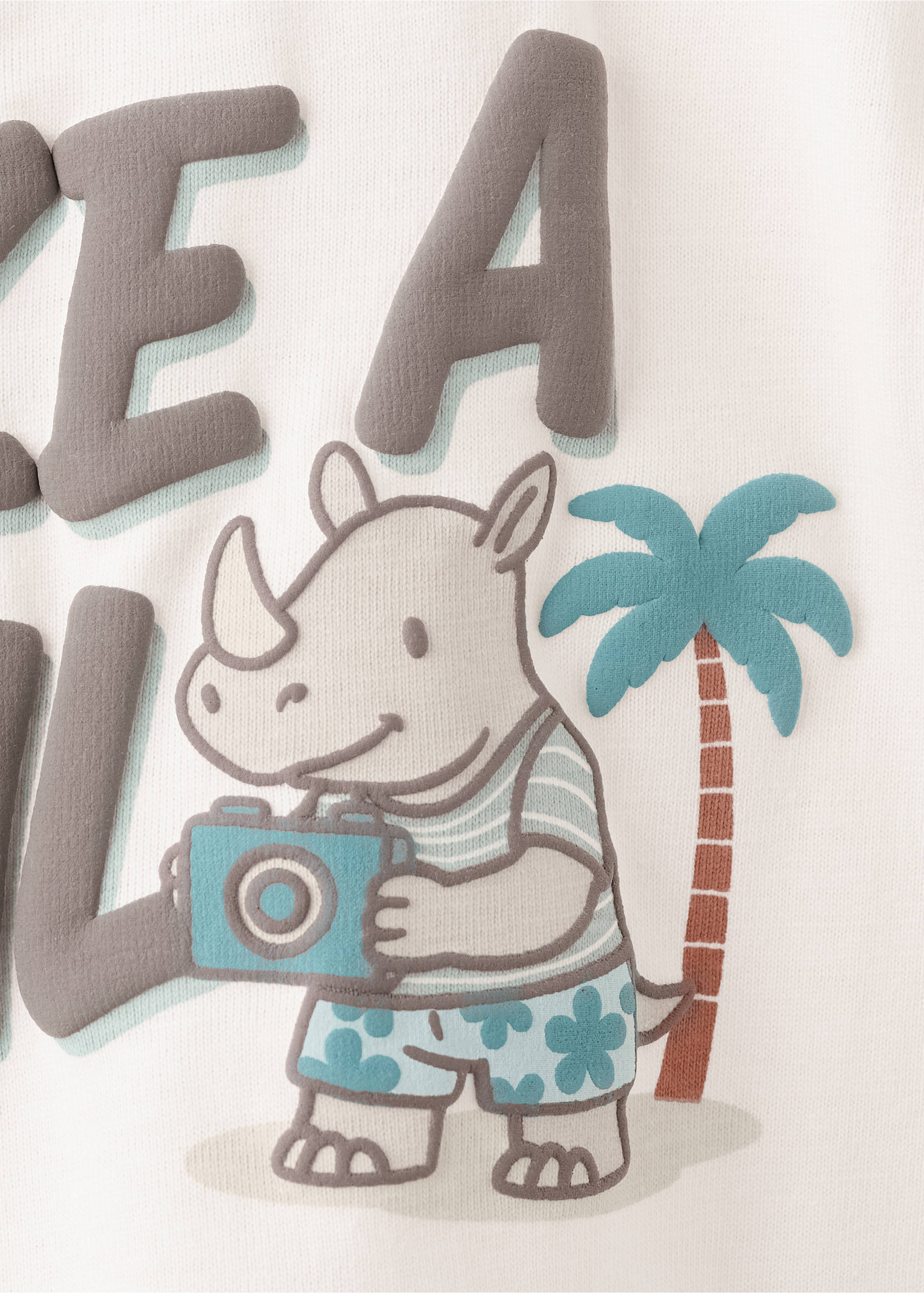 Bawełniany wzorzysty t-shirt - Szczegóły artykułu 0, Kremowy / écru. Ref: 27016348-00.