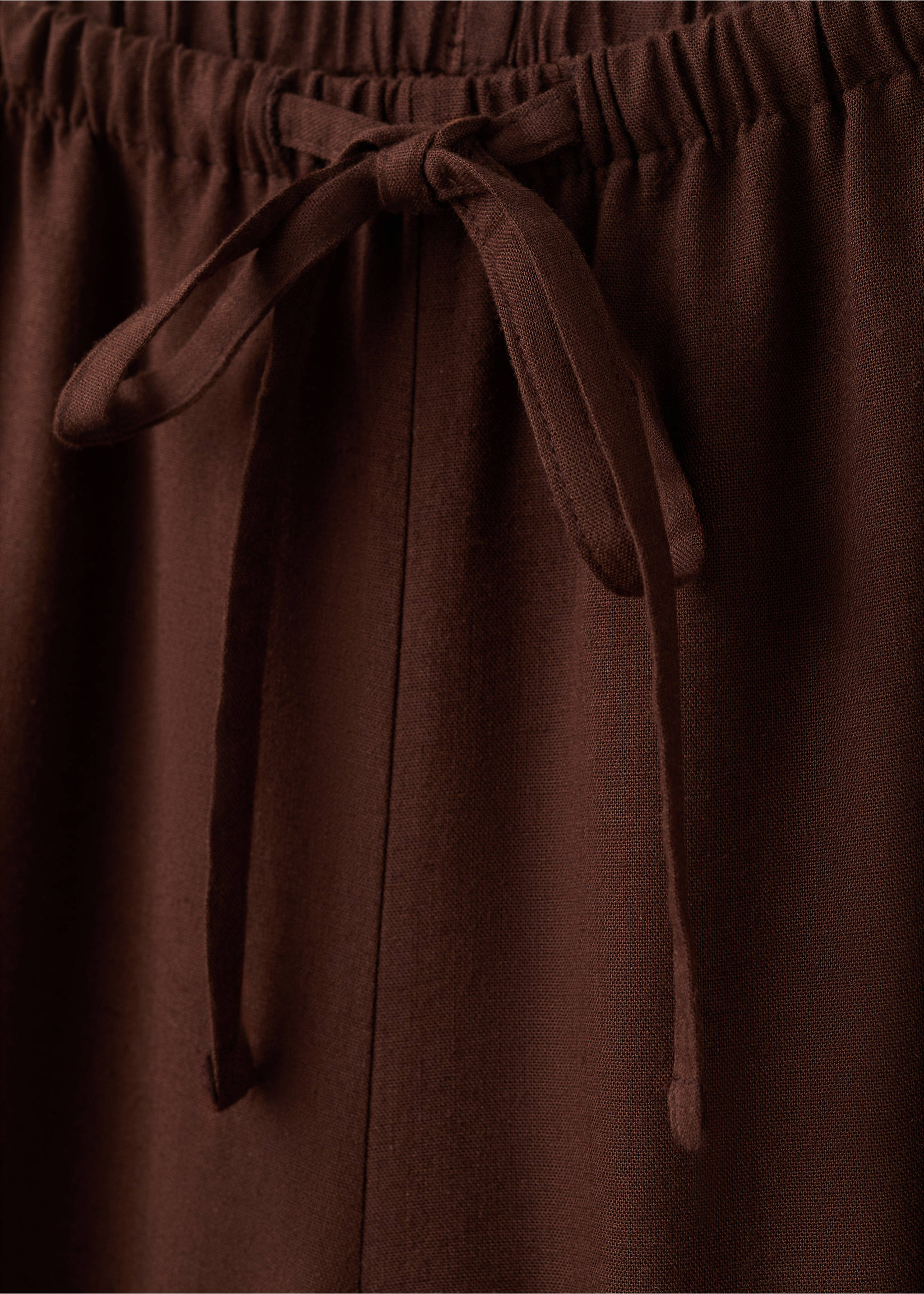 Straight linen-blend trousers - Details of the article 8, Brown. Ref: 27016350-00.