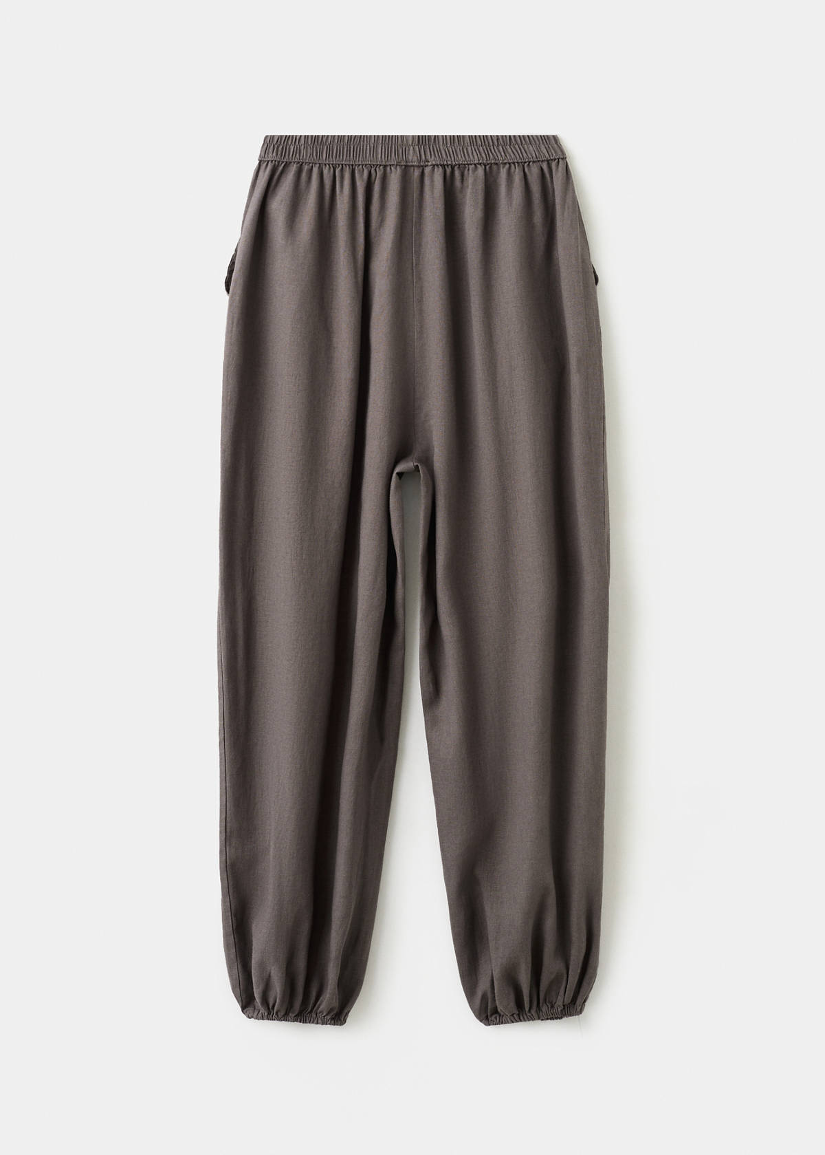 Linen-blend balloon trousers — Chocolate