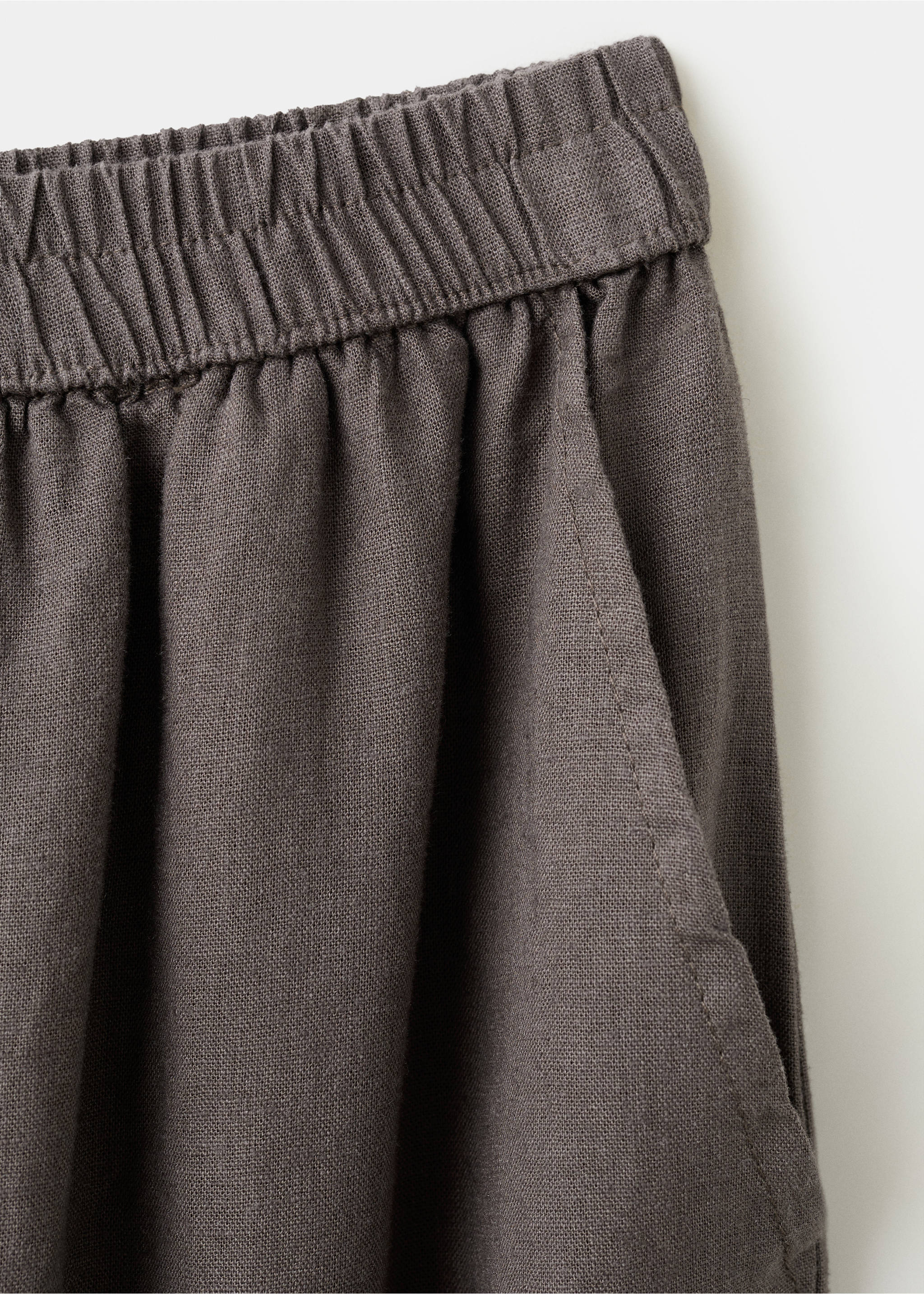 Pantalon mélange de lin balloon - Détail de l'article 8, Chocolat. Ref: 27016351-00.