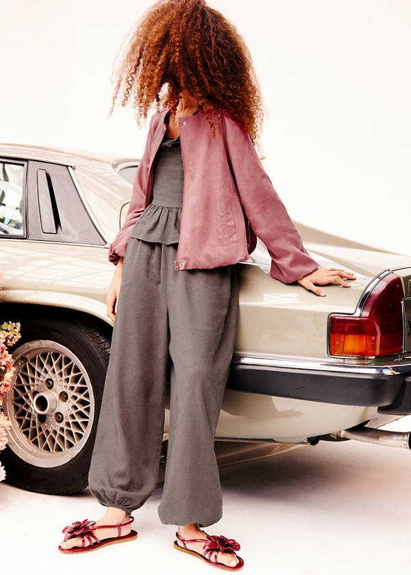 Linen-blend balloon trousers — Chocolate