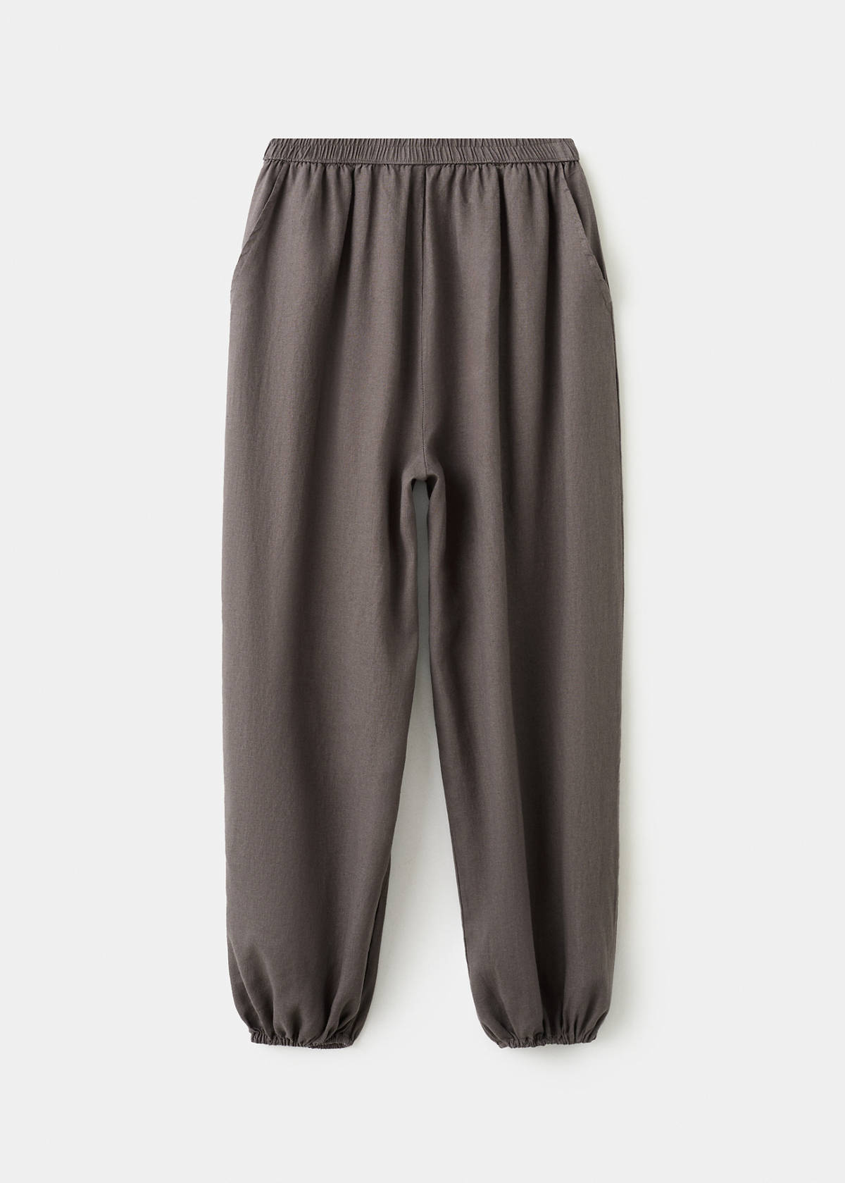 Linen-blend balloon trousers — Chocolate