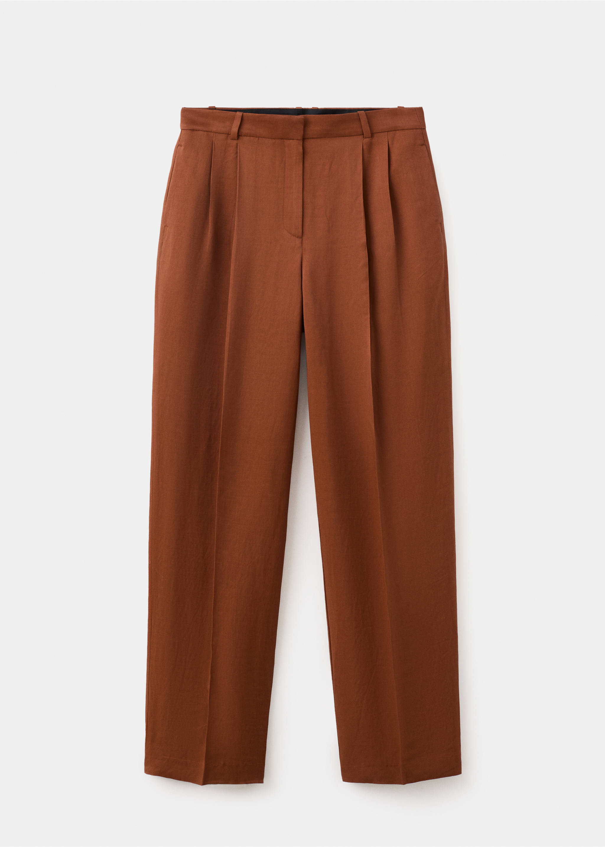 Linen-blend pleated trousers - Article without model, Russet. Ref: 27016352-00.