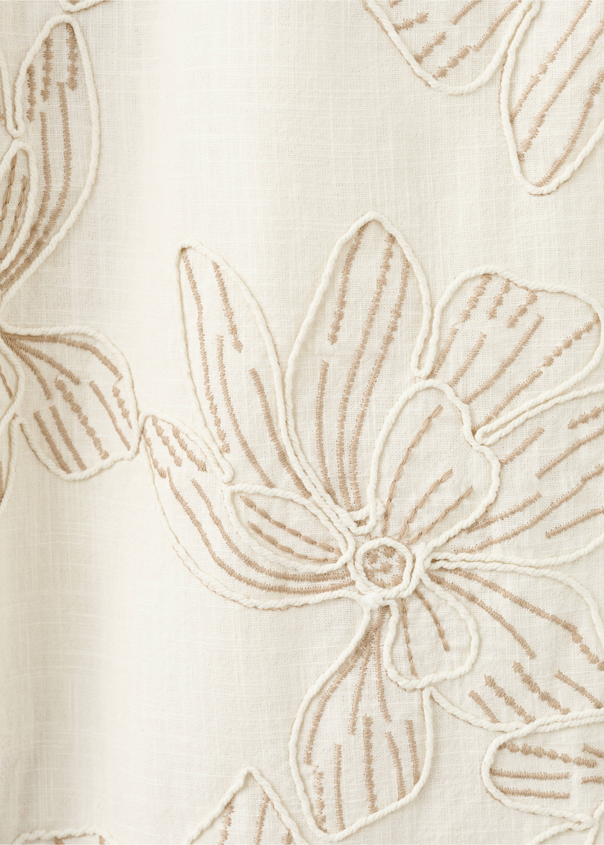 Pantalon coton brodé à fleurs - Détail de l'article 8, Beige. Ref: 27016353-00.