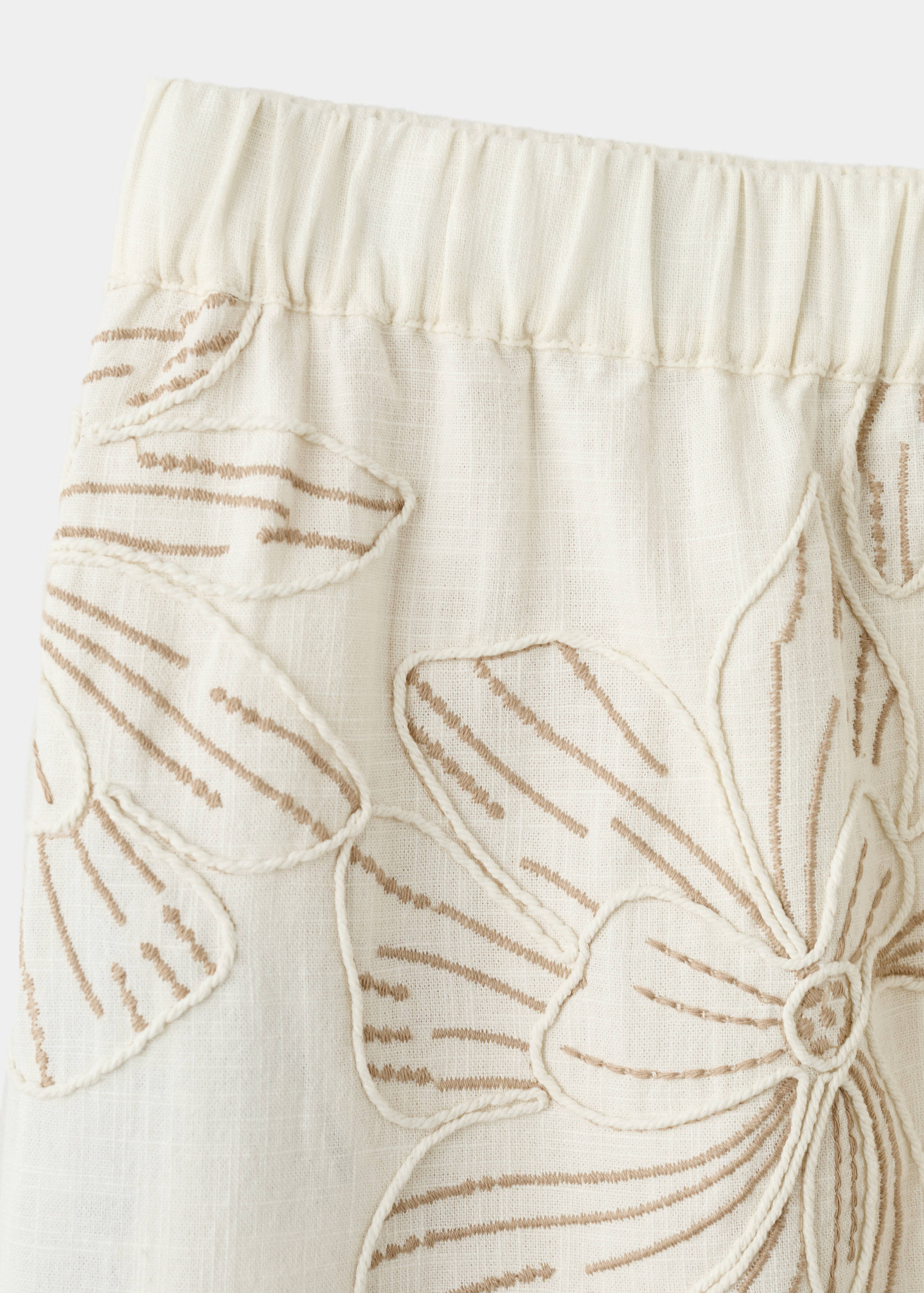 Embroidered floral cotton trousers - Details of the article 0