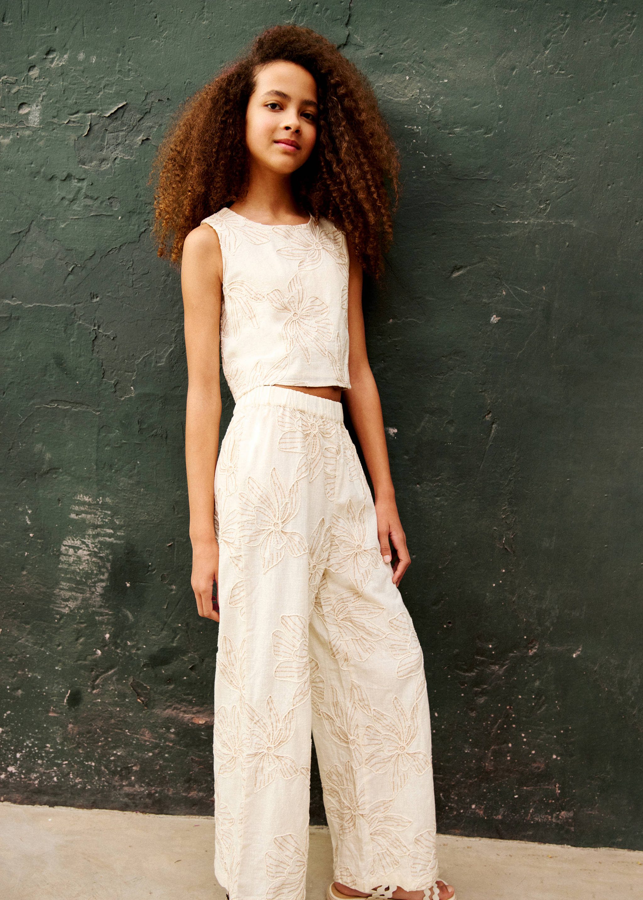 Pantalón algodón bordado flores - Detalle del artículo 5