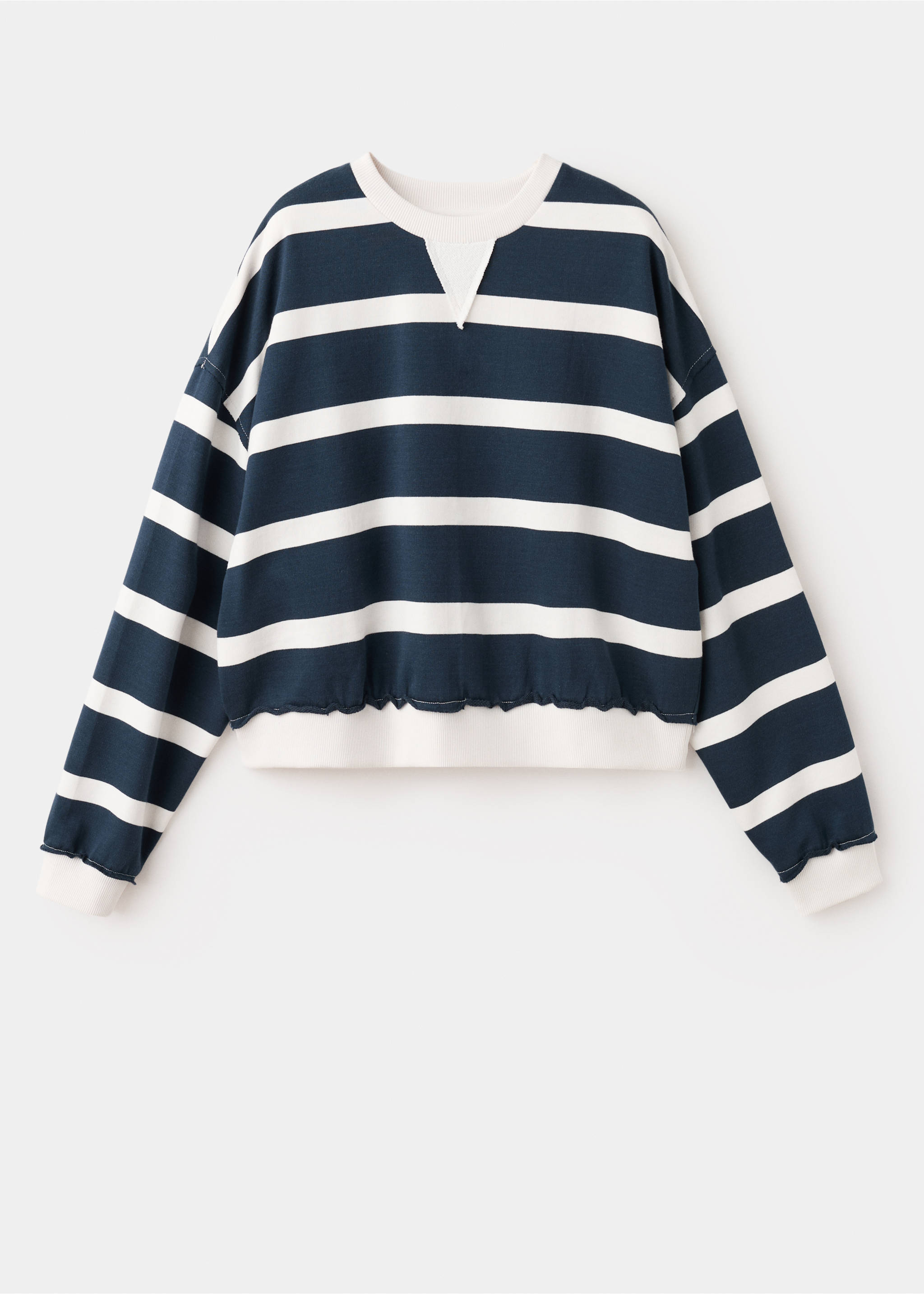 Sweat-shirt coton rayures - Article sans modèle, Bleu marine. Ref: 27016357-00.
