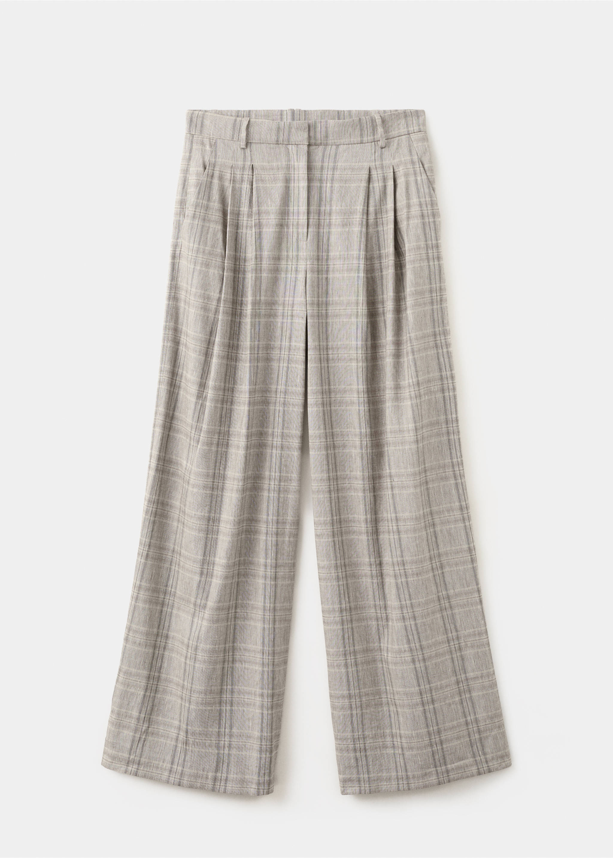 Check pleated trousers - Article without model, Light/Pastel Grey. Ref: 27016363-00.