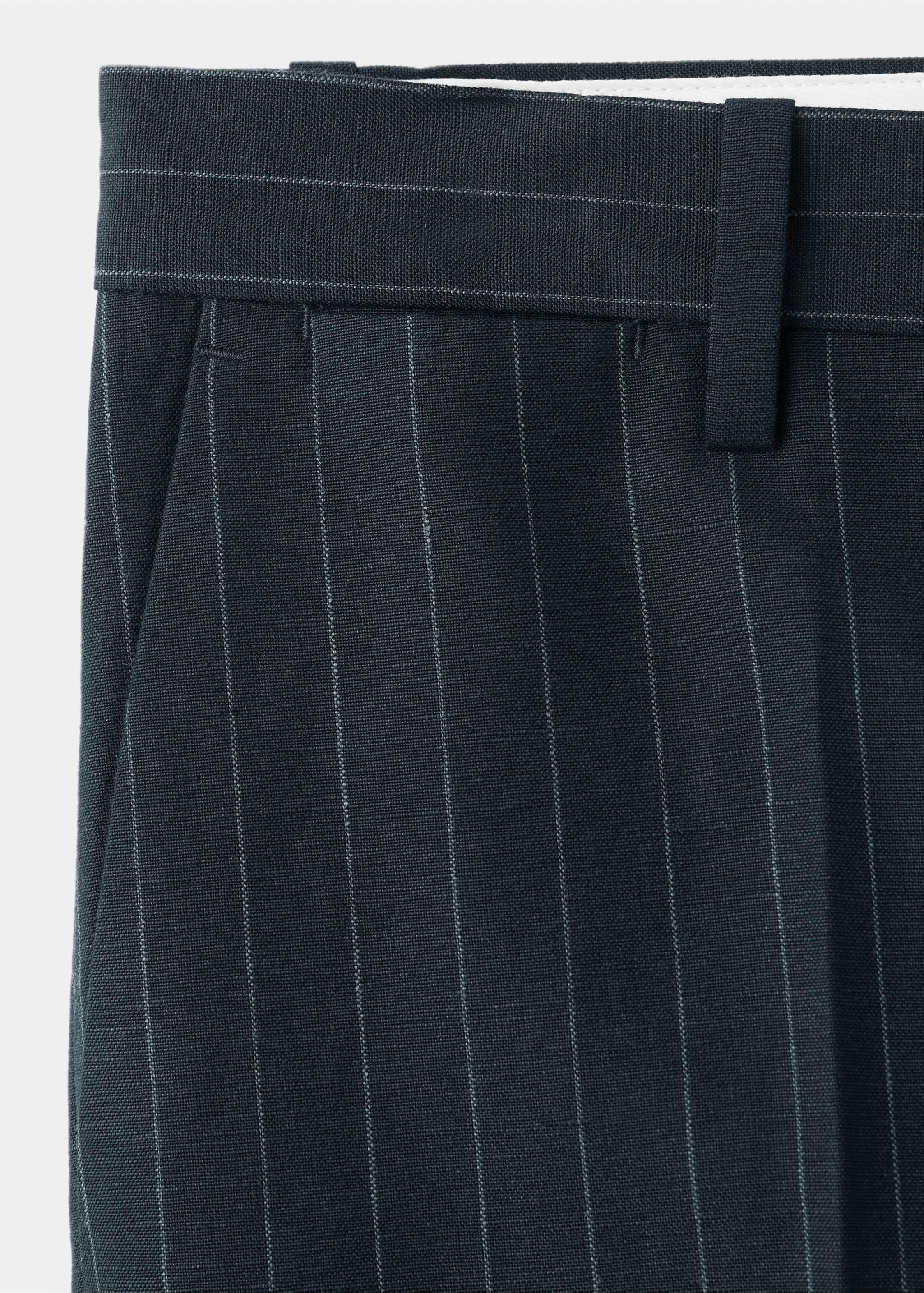 Pantalón mezcla lino regular fit raya diplomática - Detalle del artículo 0, Azul marino. Ref: 27016712-00.