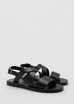 Cross-strap leather sandals — Brown 2