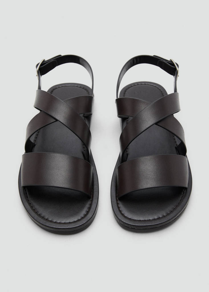Cross-strap leather sandals - thumbnail 3