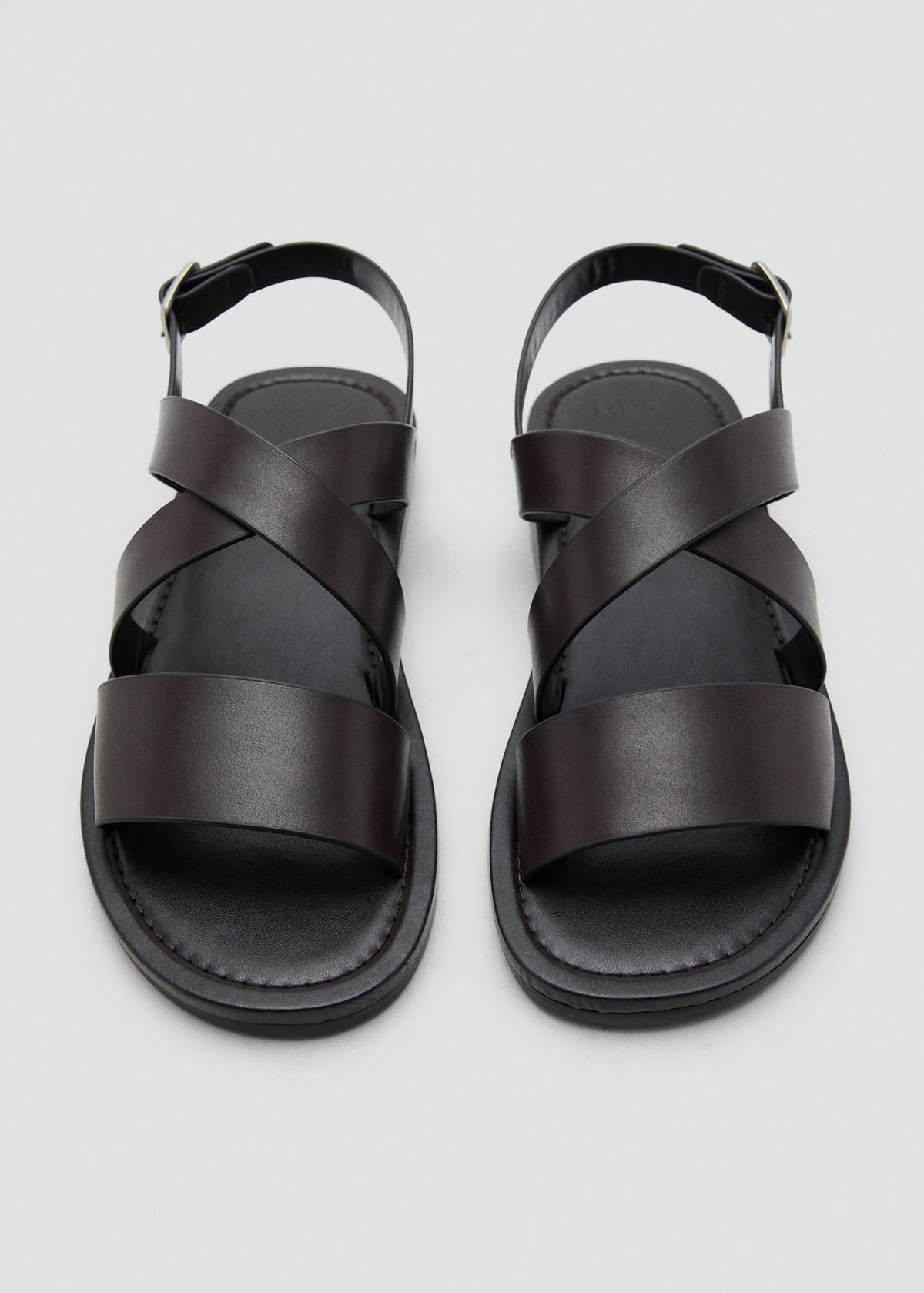 Cross-strap leather sandals — Brown