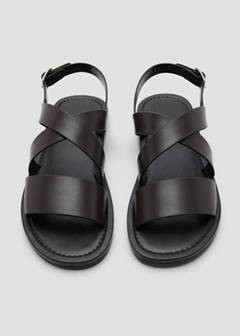 Cross-strap leather sandals — Brown 3