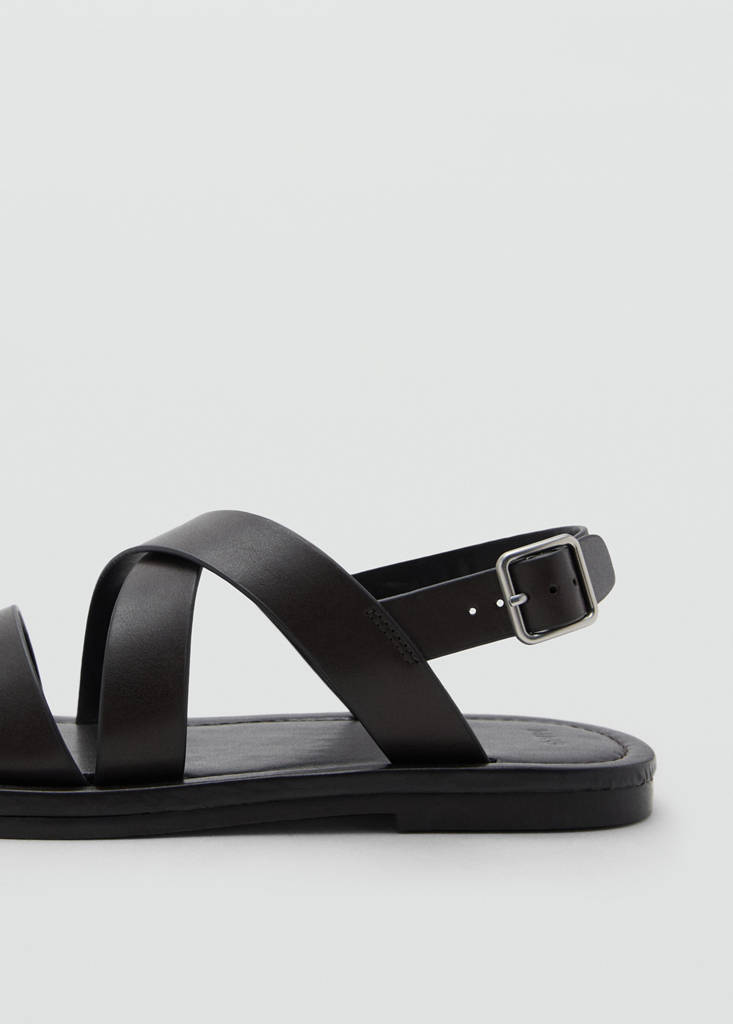 Cross-strap leather sandals - thumbnail 4