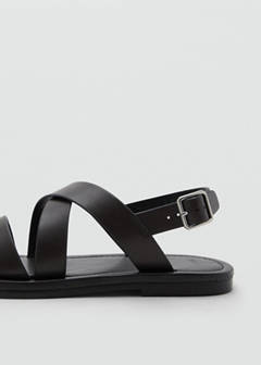 Cross-strap leather sandals — Brown 4