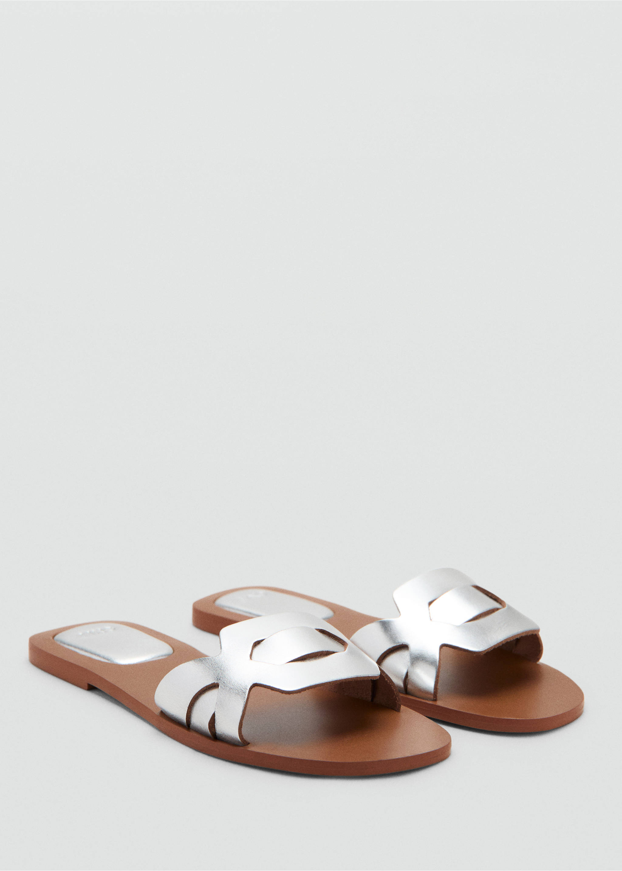 Leather straps sandals - Medium plane, Silver. Ref: 27016714-00.
