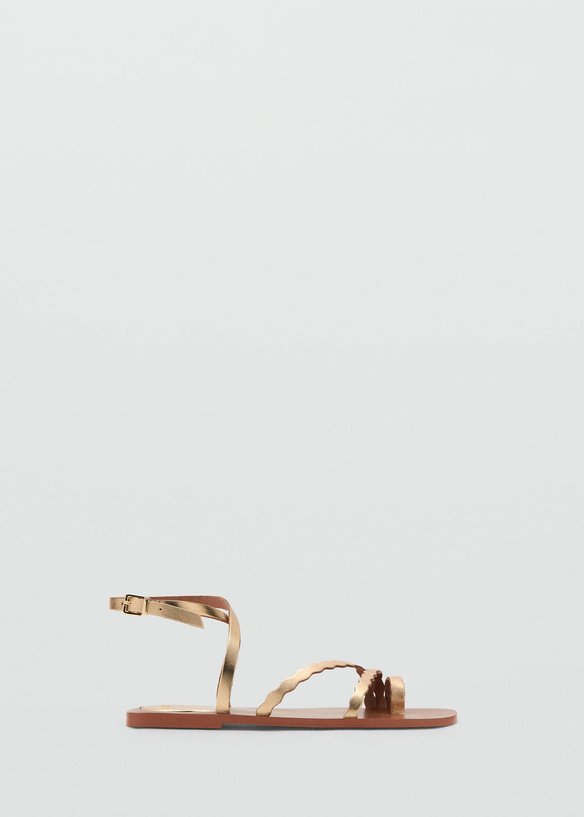 Scalloped leather sandals — Gold