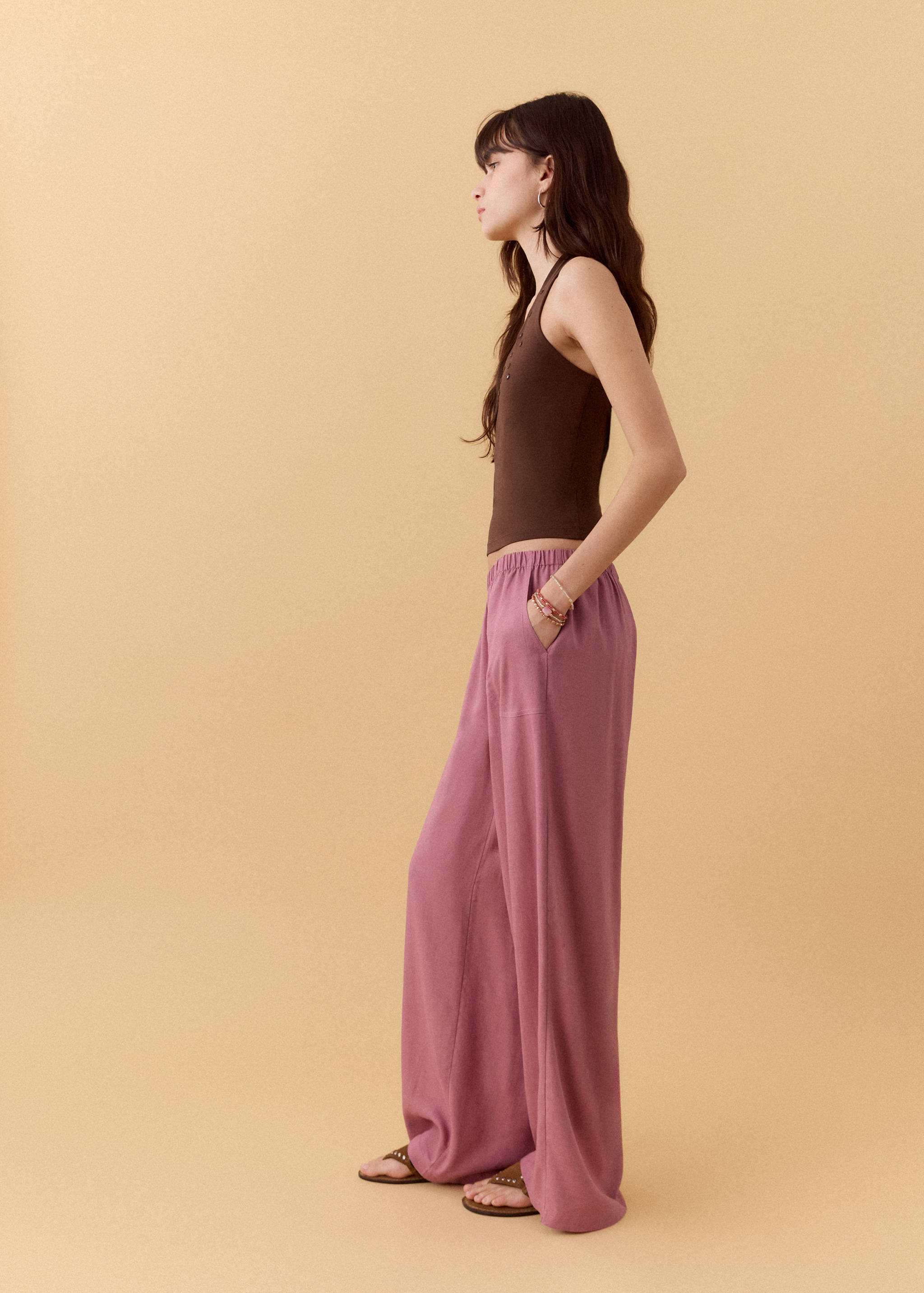 سروال مستقيم من مزيج الكتان - رؤية وسط