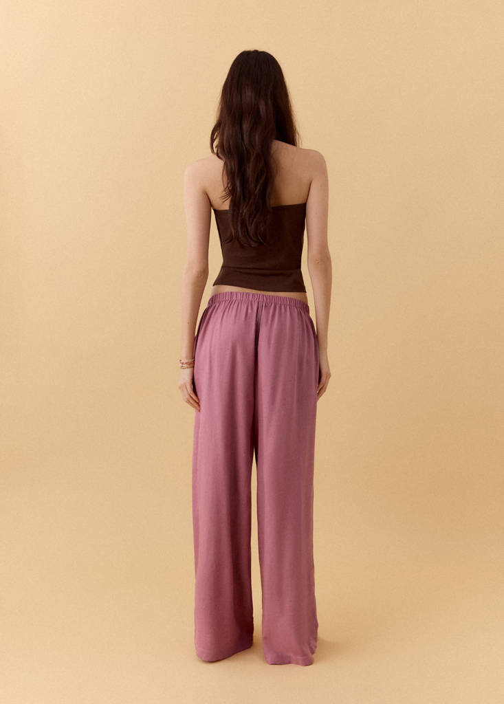 Straight linen-blend trousers — Pastel Pink