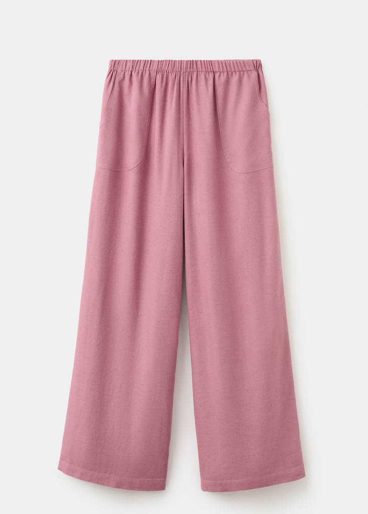 Straight linen-blend trousers — Pastel Pink