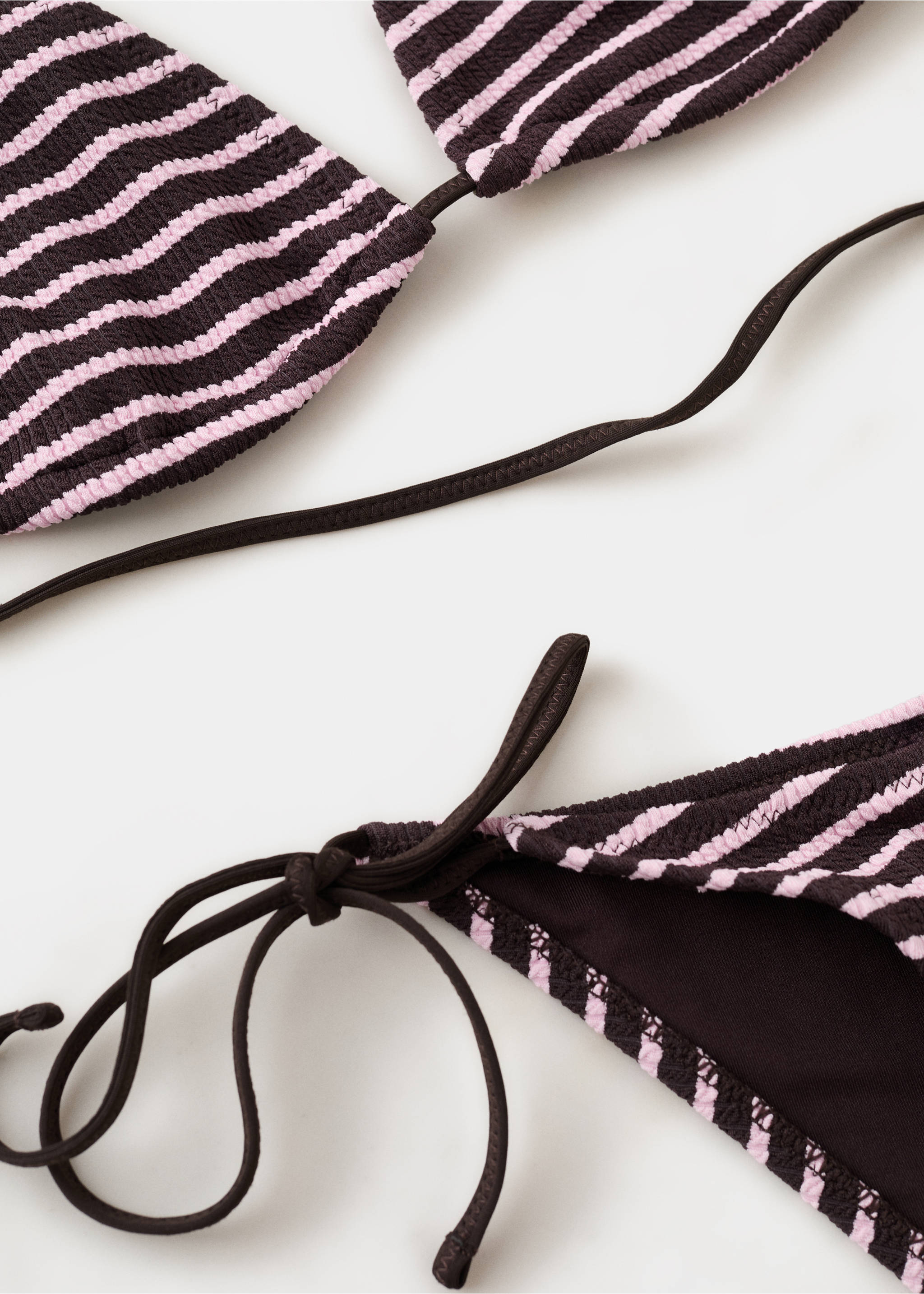 Striped triangle bikini top - Details of the article 0, Chocolate. Ref: 27016721-00.